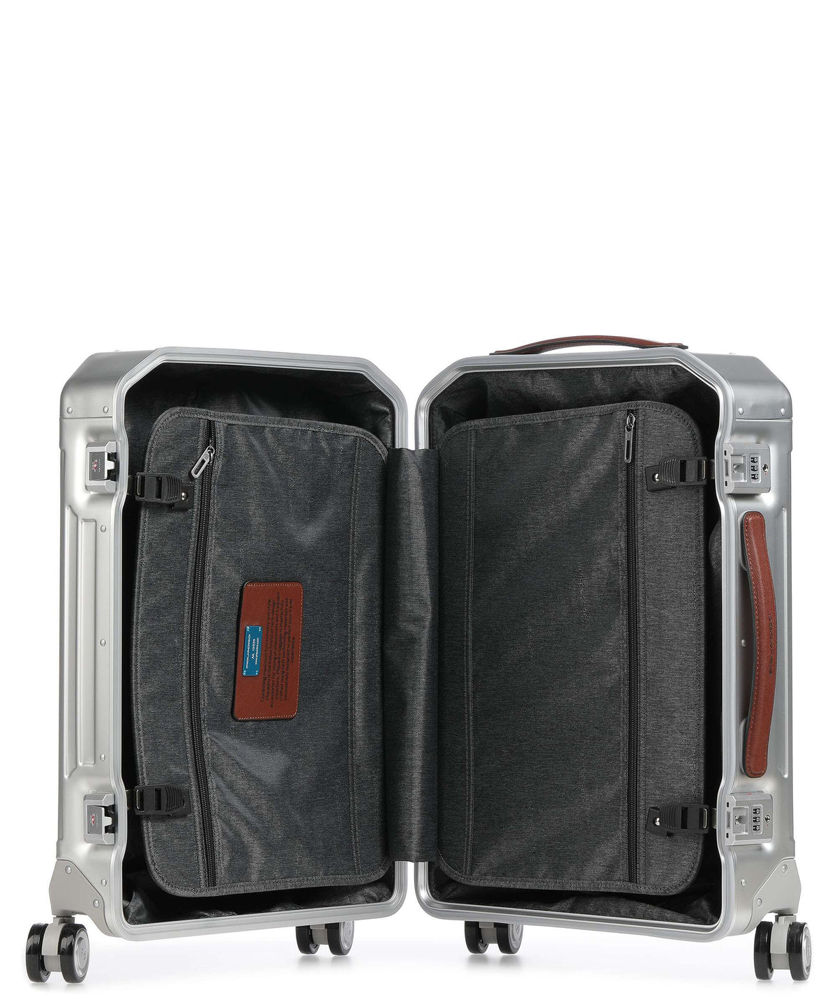 Piquadro Alu Spinner (4 wheels) grey/hide