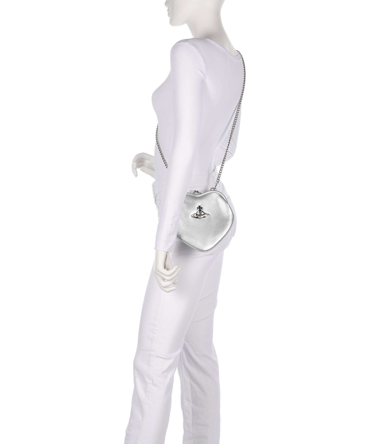 Vivienne Westwood Belle Heart Frame Re-Vegan Grain Shoulder bag silver