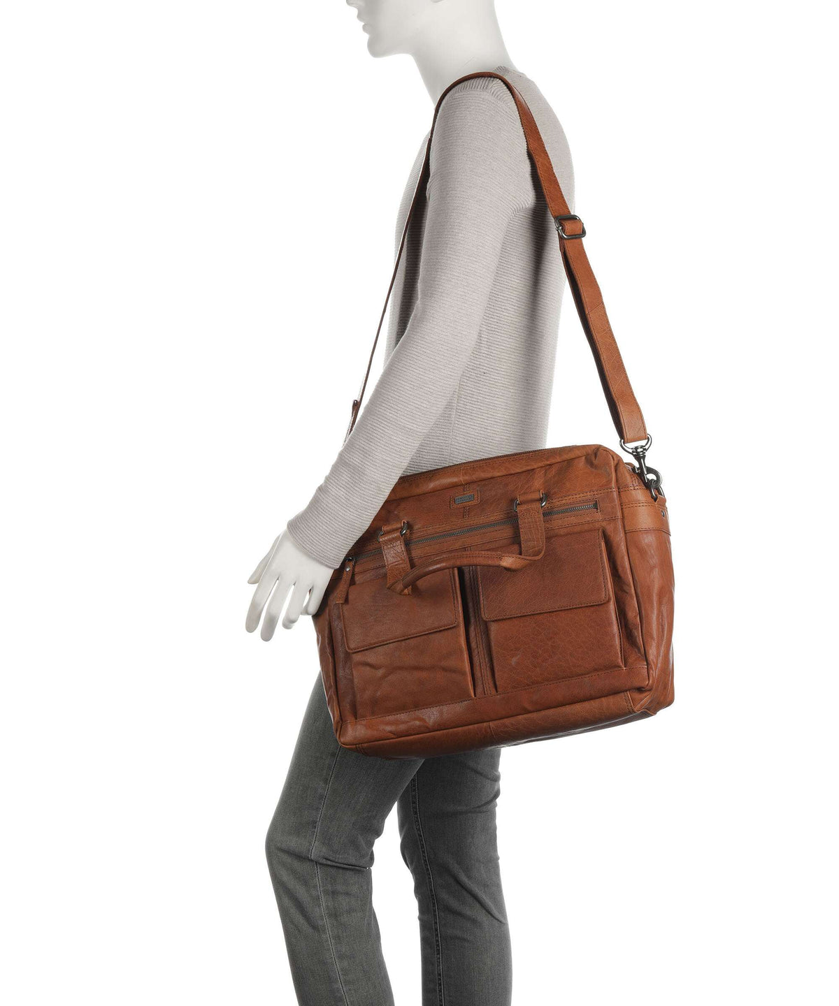 Spikes & Sparrow Bronco Briefcase cognac