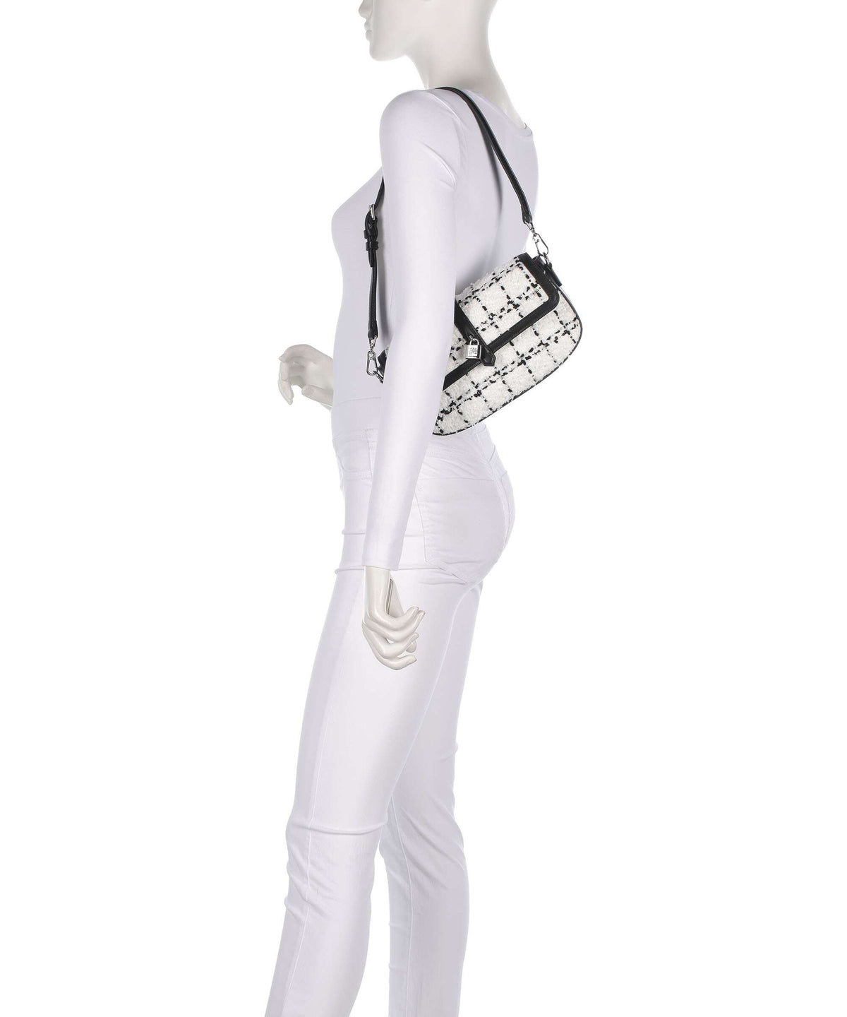 Karl Lagerfeld K/Autograph Boucle Shoulder bag black/white