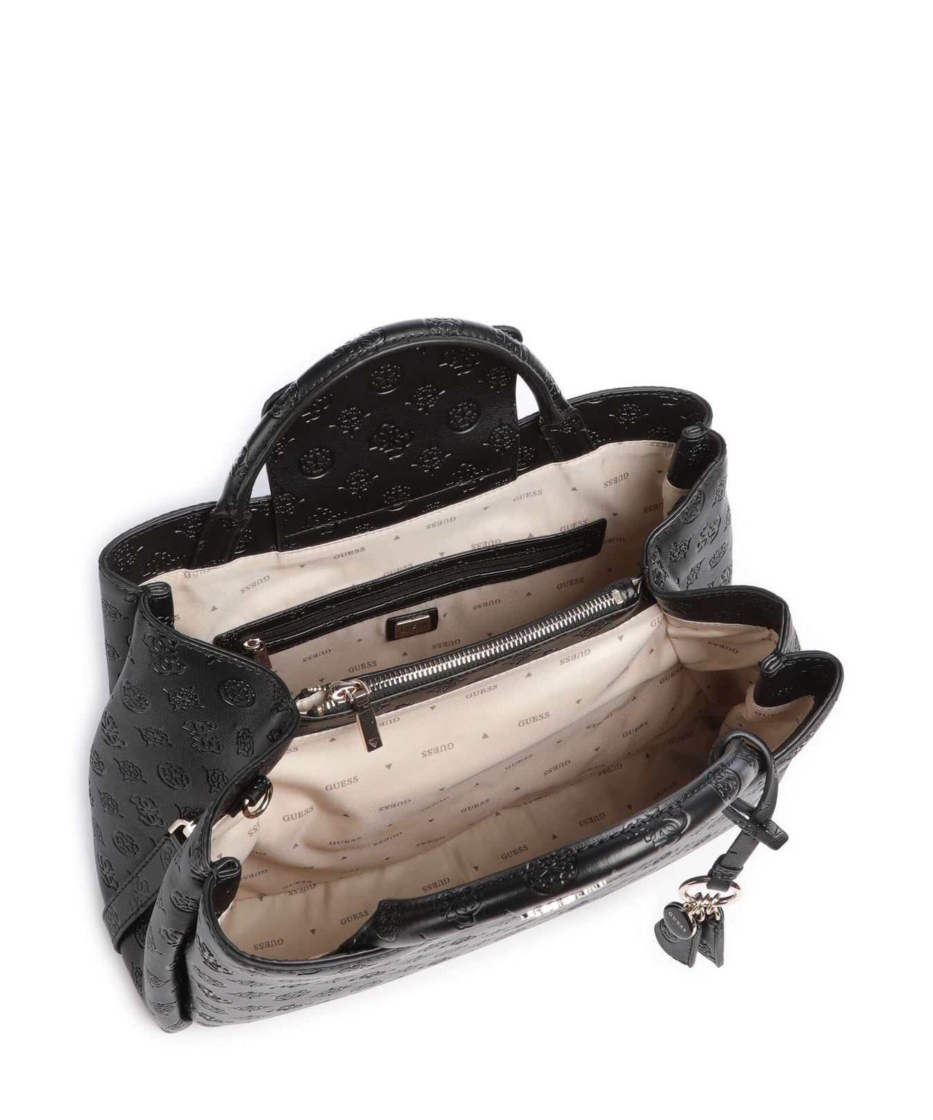 Guess Phoebe Peony Debossed Handbag black logo