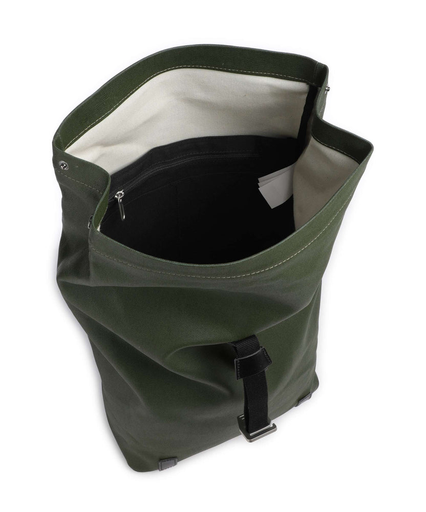 Brooks England Pickwick Cotton Canvas Large Rolltop backpack forest