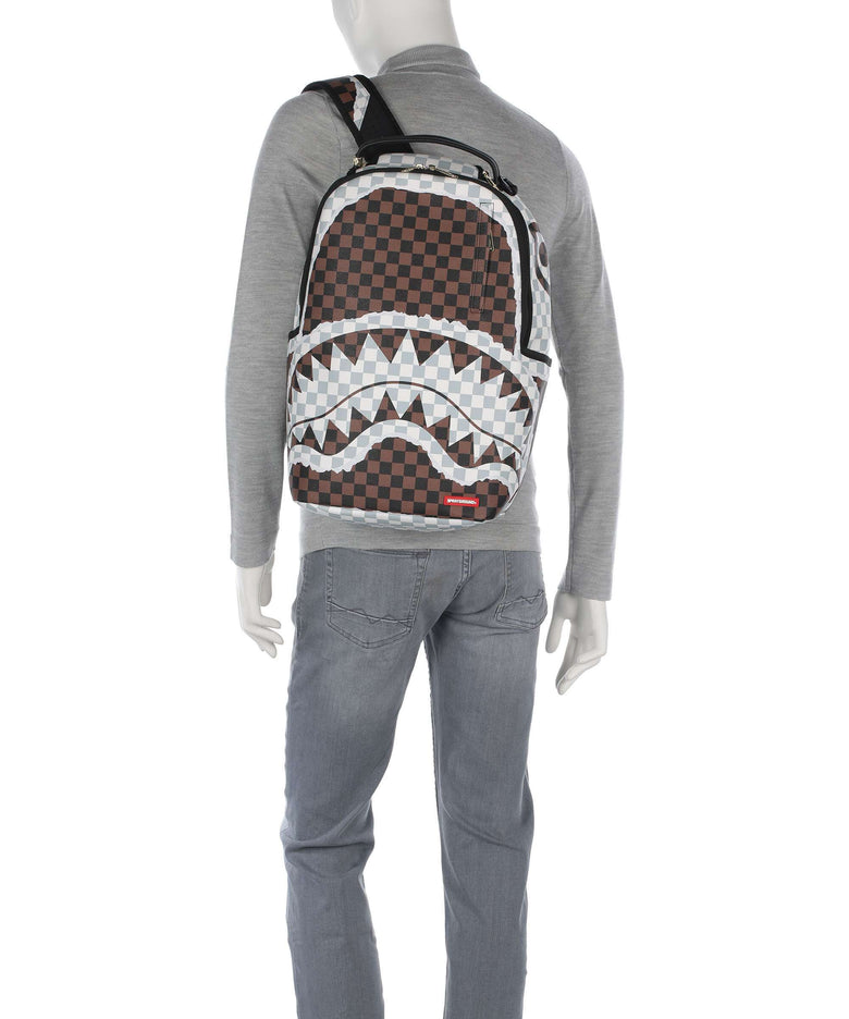 Sprayground Cream And Brown Tear Check Backpack multicolour