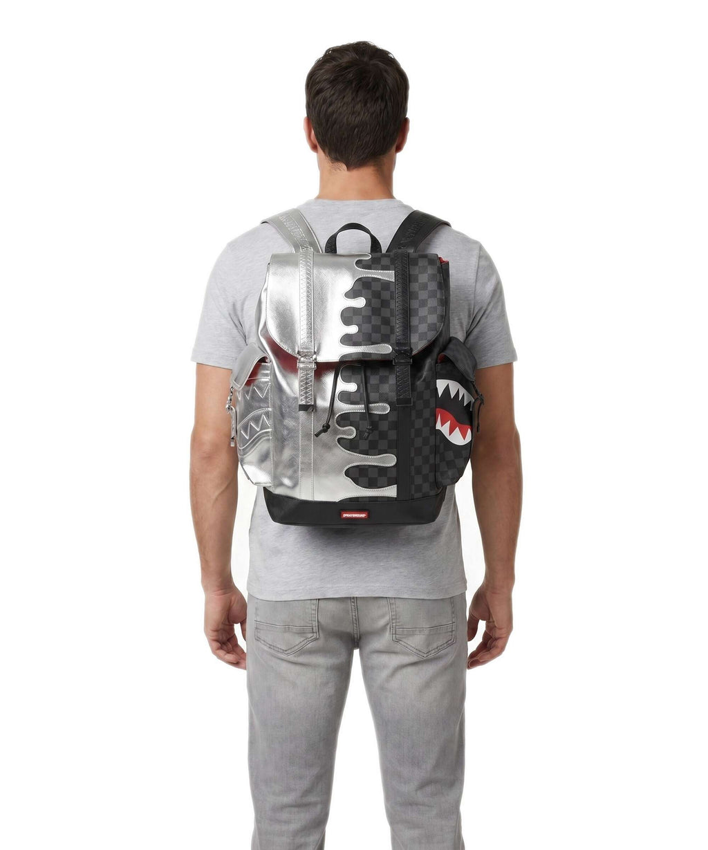 Sprayground Silver Side Drip Monte Carlo Backpack black/silver
