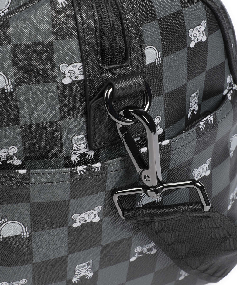 Sprayground Gray Peeking Character Check Weekend bag black