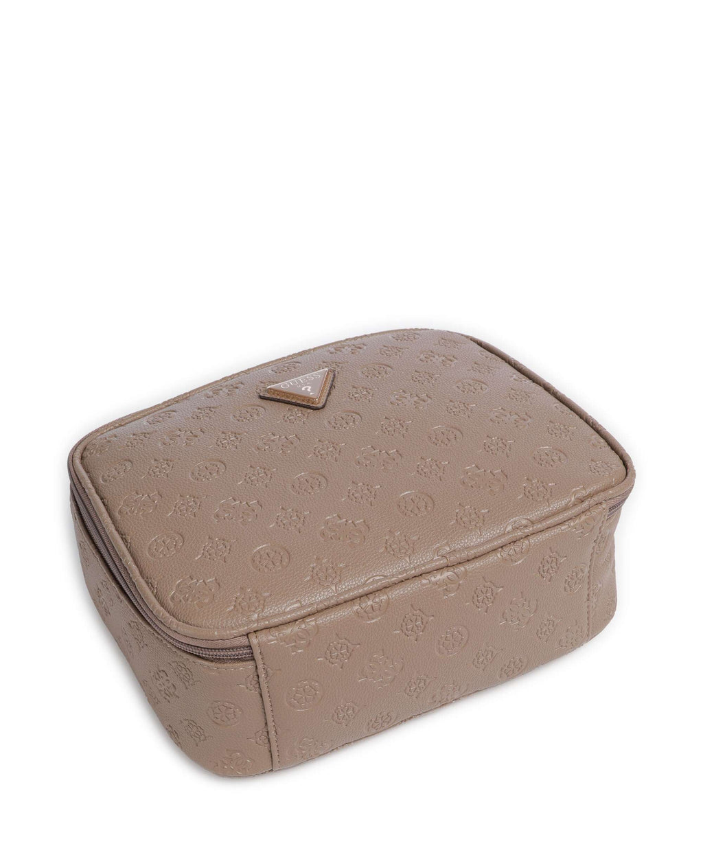Guess Wilder Toiletry bag dark taupe logo