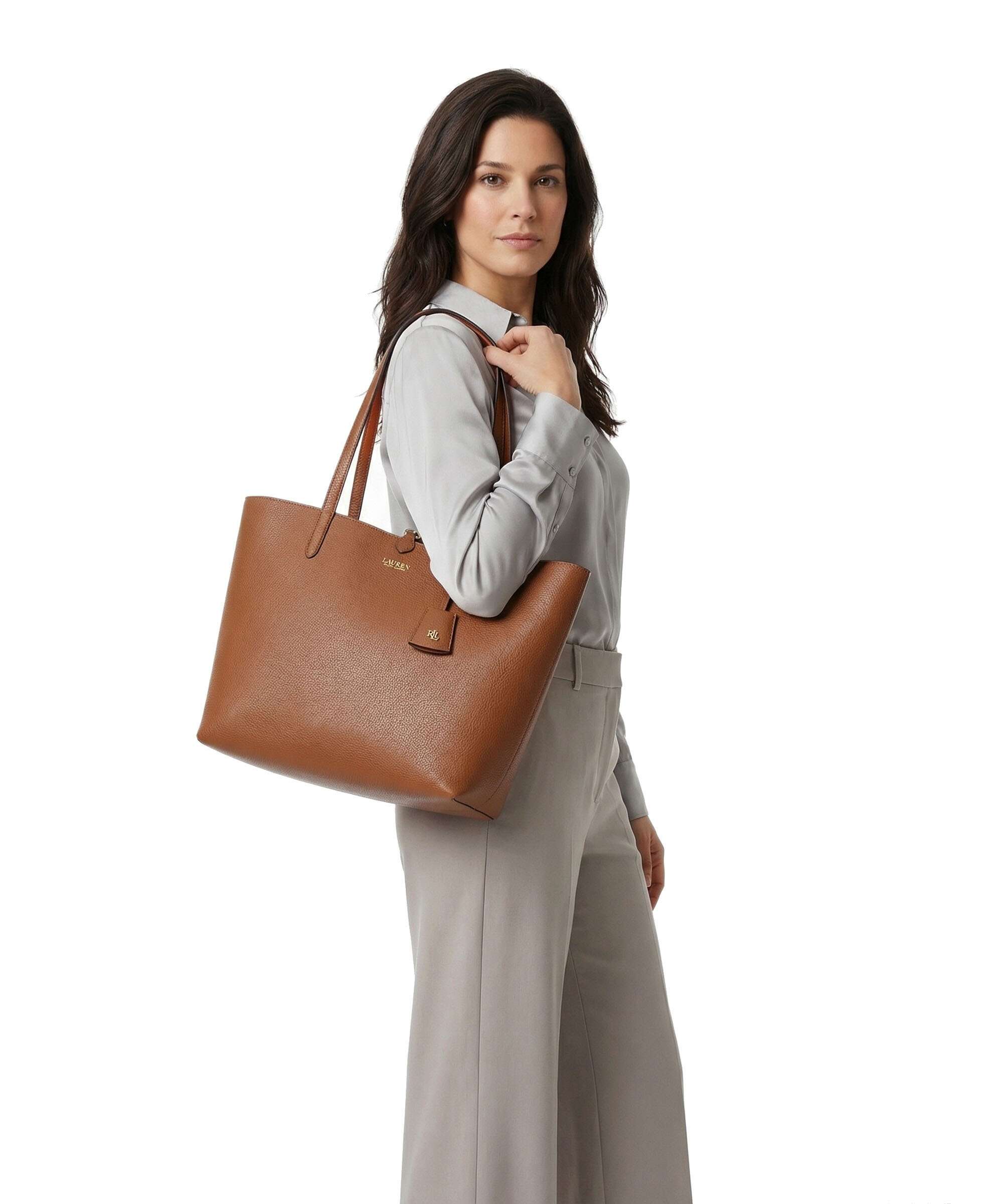Lauren Ralph Lauren Medium Bolsa shopping sintética tan/orange
