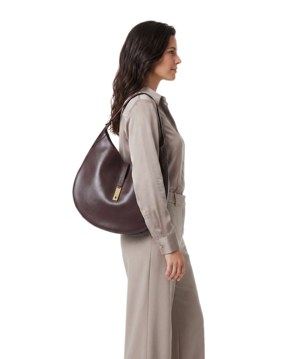 Polo Ralph Lauren ID Collection Medium Hobo bag midnight merlot