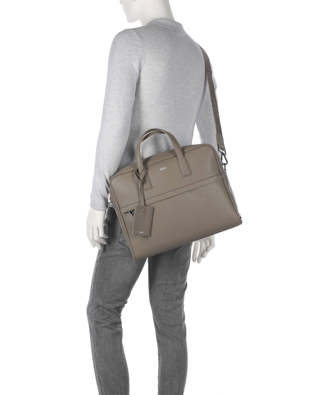 BOSS Zair Briefcase open green