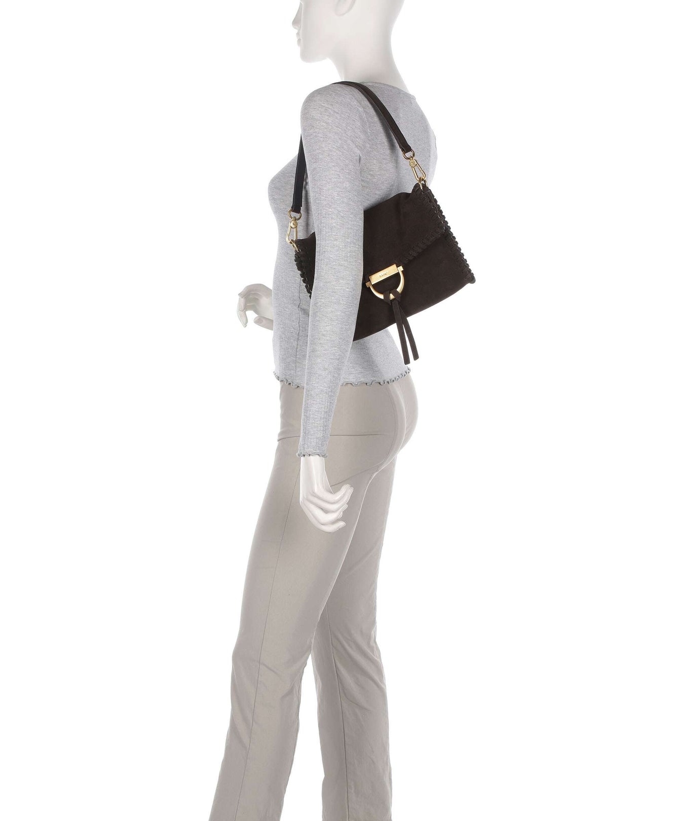 Abro Suede Temi Stitch Shoulder bag brown