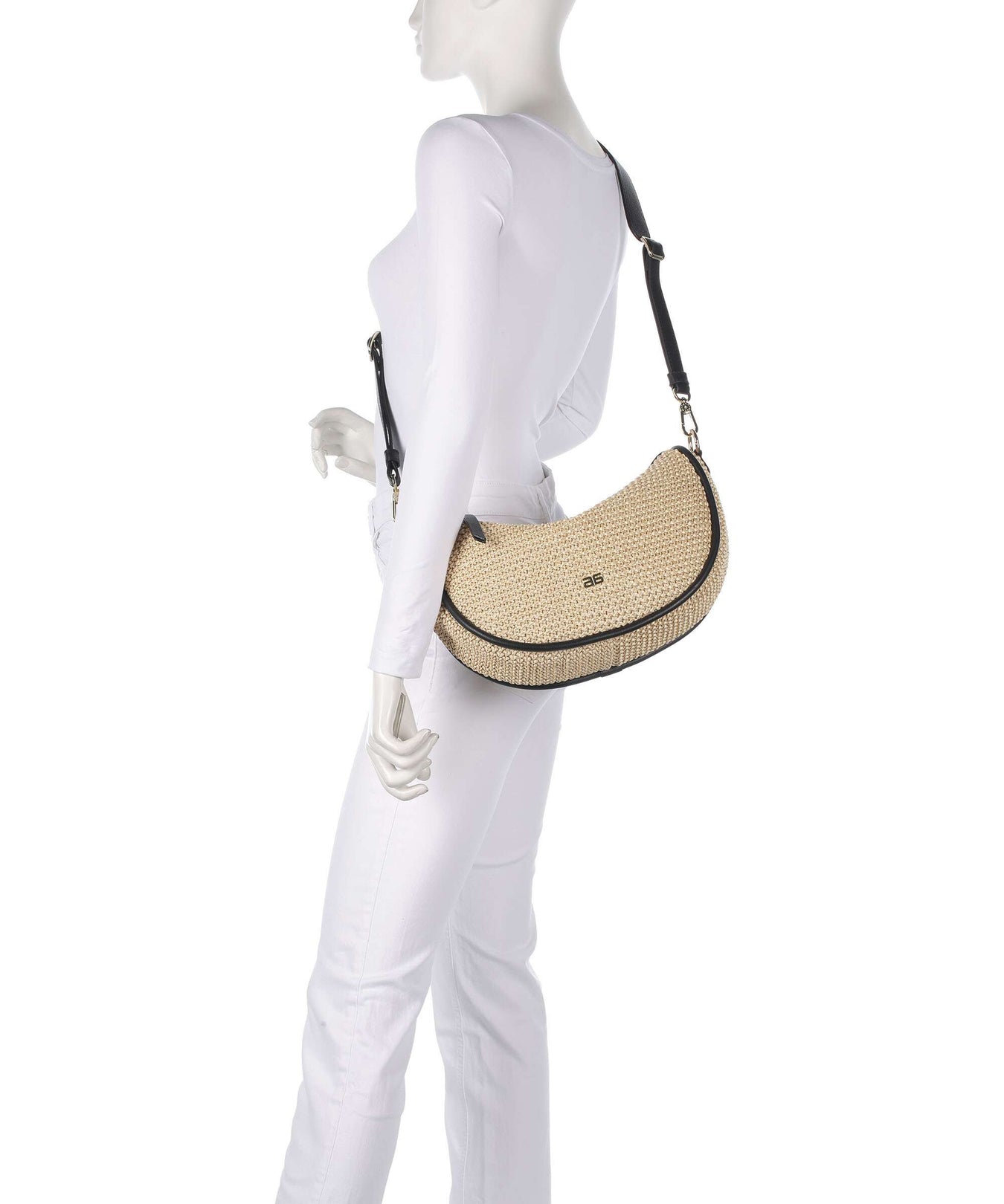 Abro Maglia Raffia Willow Hobo bag natural/black