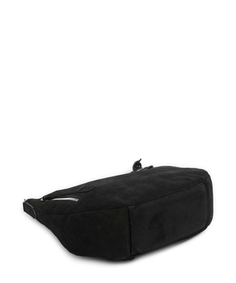 Abro Suede Juna Small Hobo bag black/nickel