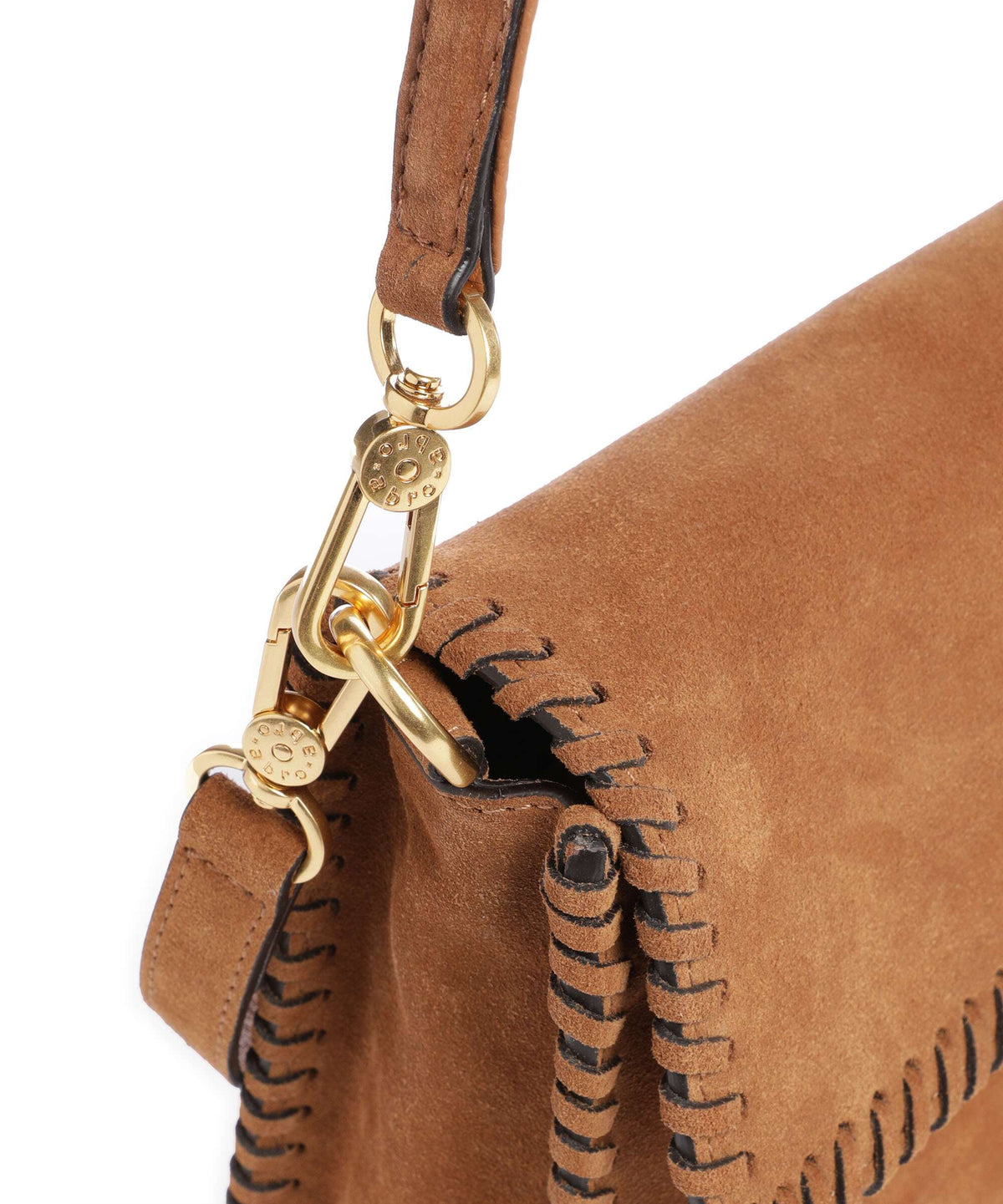 Abro Suede Temi Stitch Shoulder bag cuoio