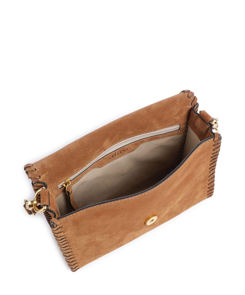 Abro Suede Temi Stitch Shoulder bag cuoio