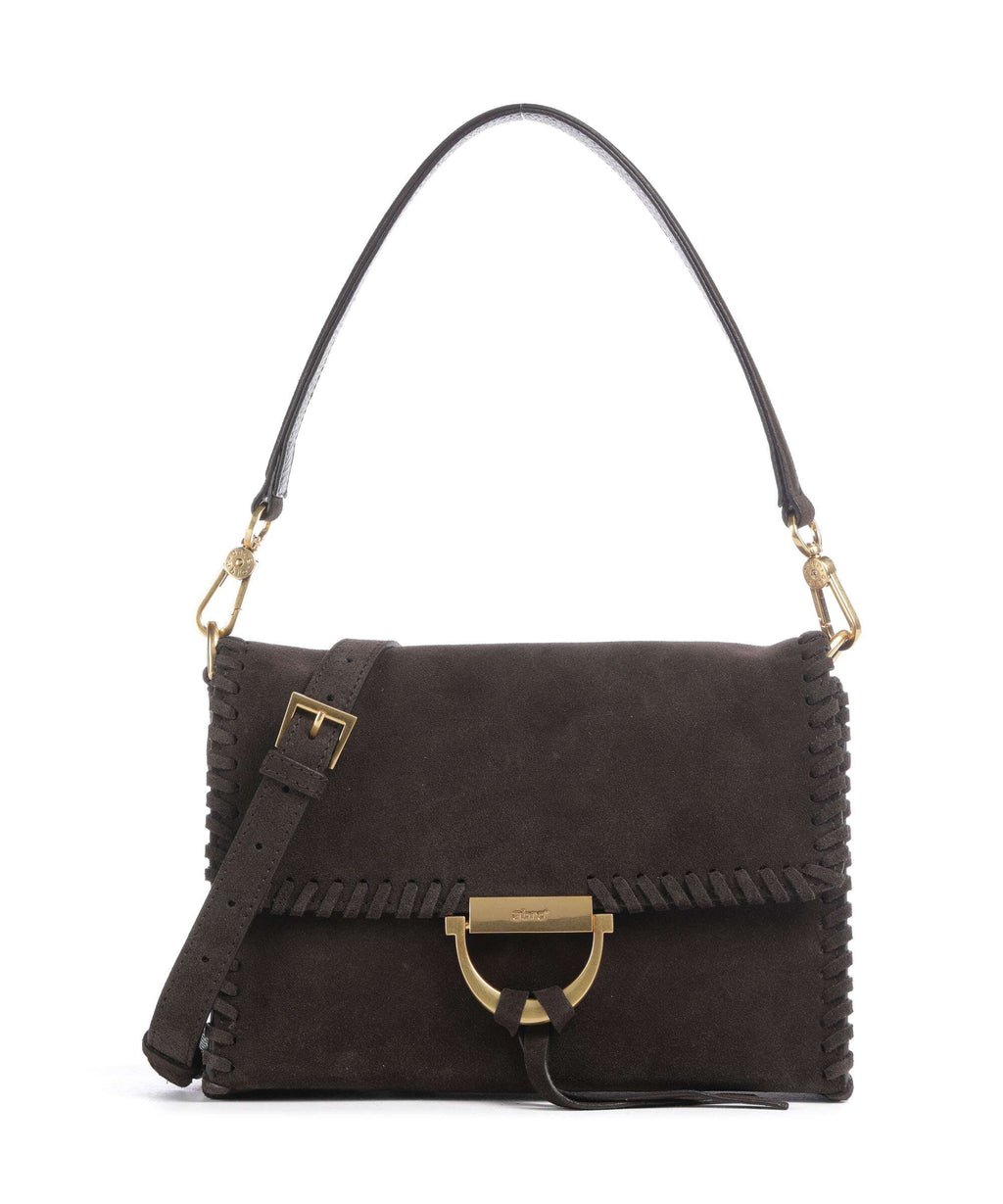 Abro Suede Temi Stitch Shoulder bag dark brown