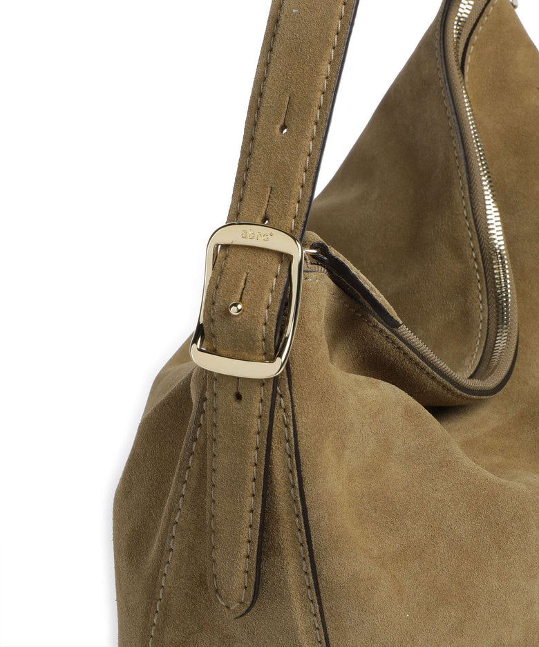 Abro Suede Carina Hobo bag mud