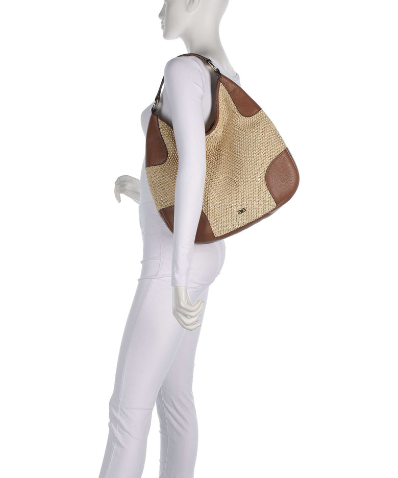 Abro Maglia Raffia Open Air Hobo bag natural/nut