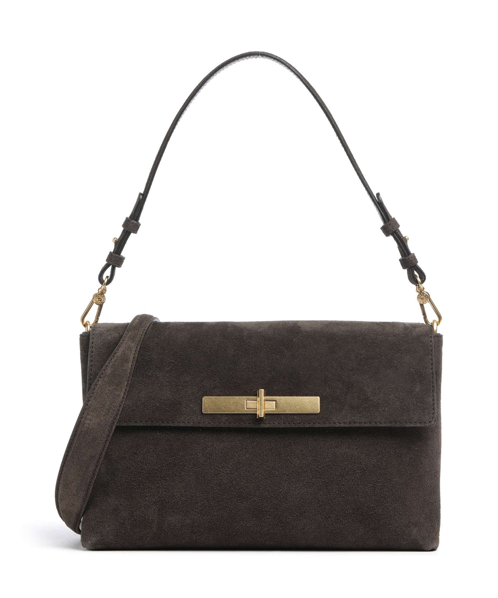 Abro Suede Twist Shoulder bag dark brown