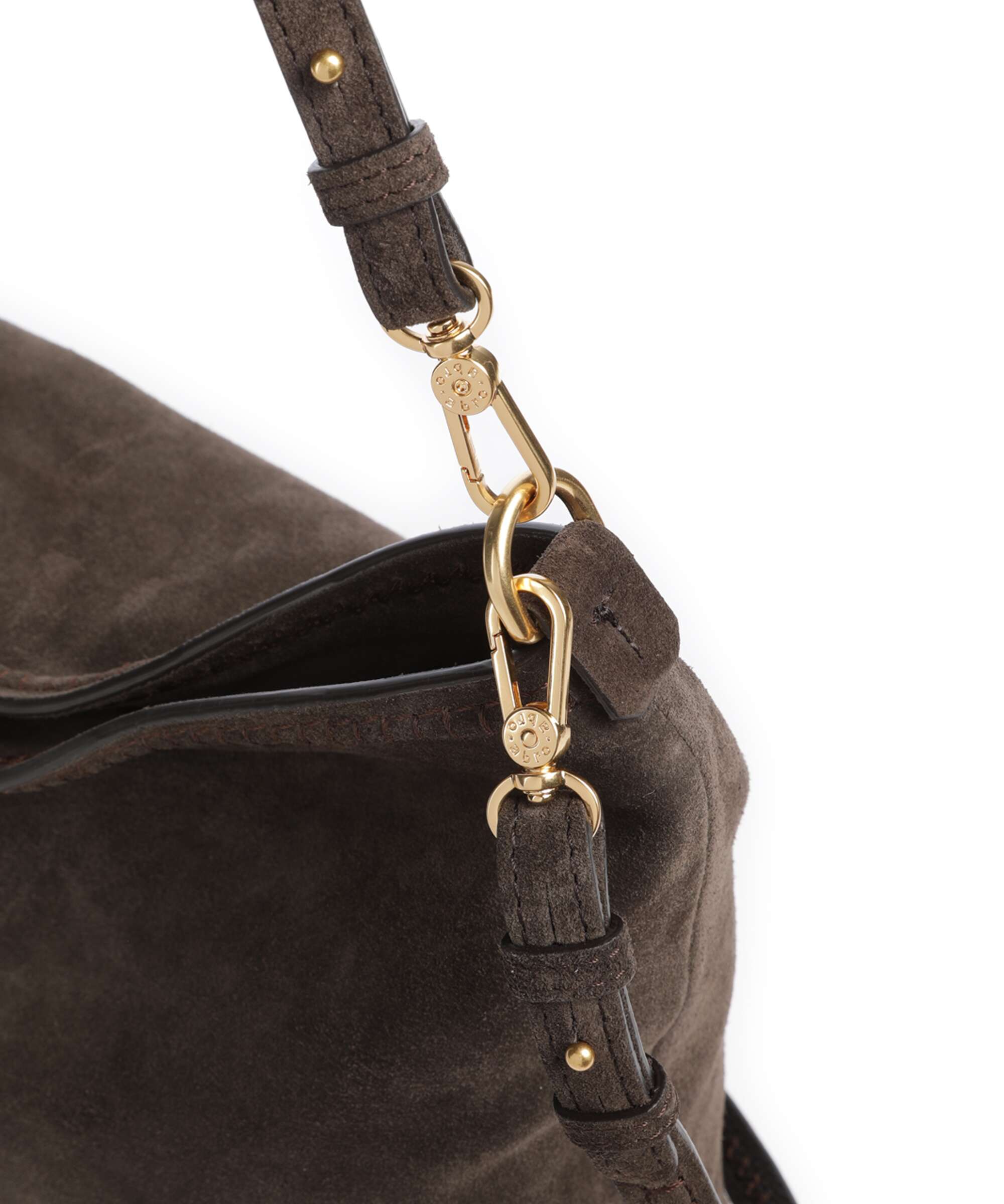 Abro Suede Signature Hobo bag dark brown