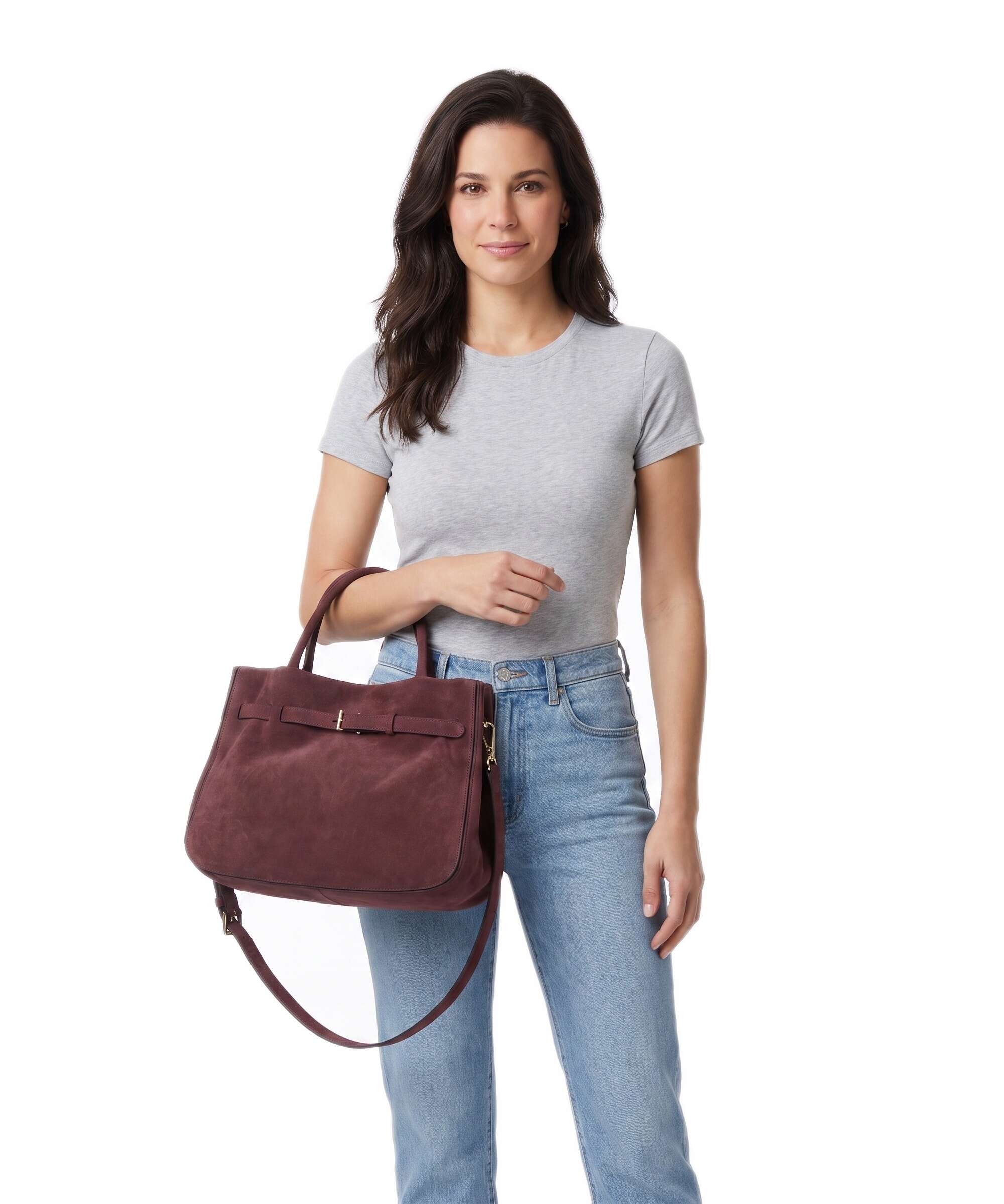 Abro Suede Jill Handbag burgundy