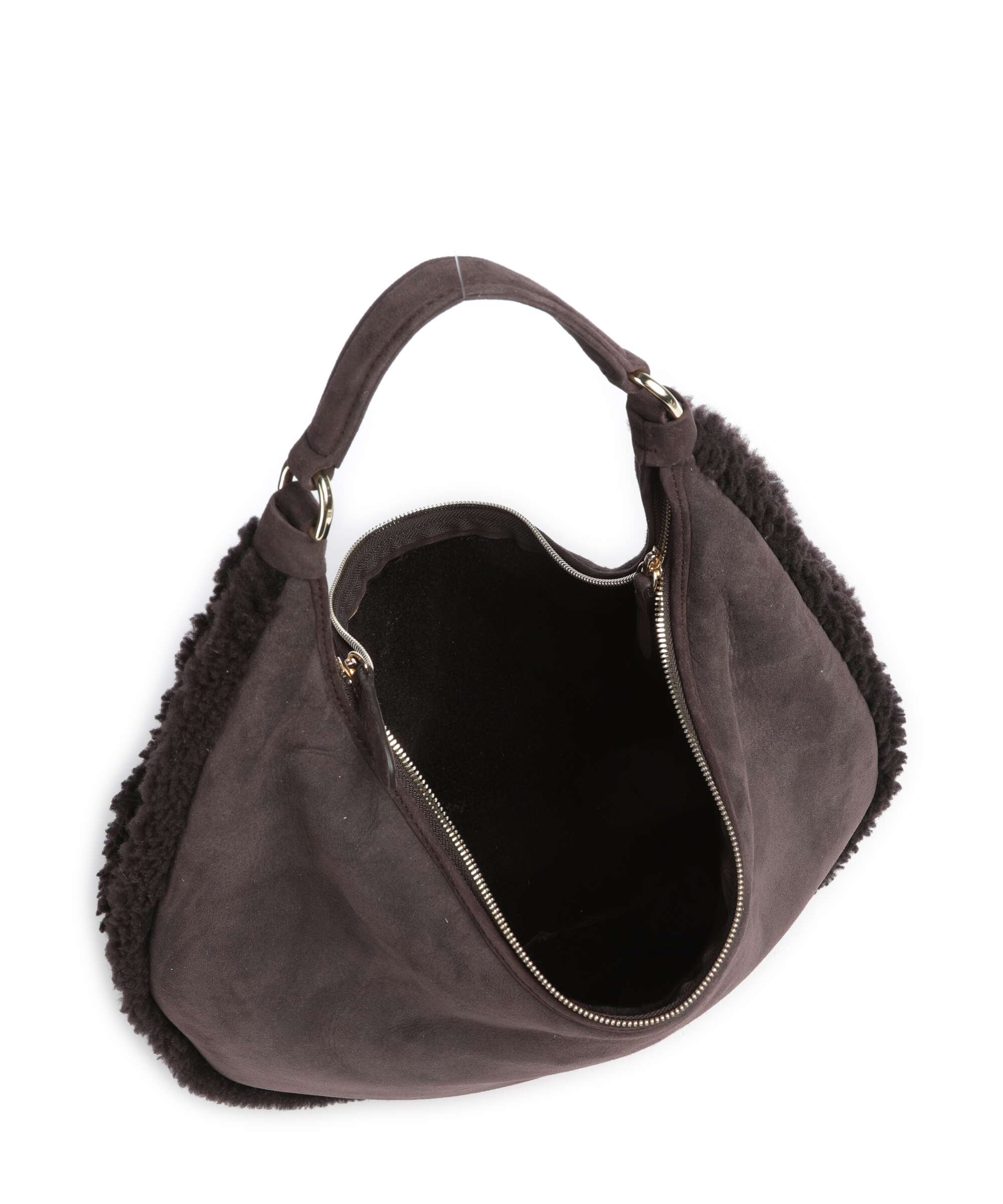 Abro Shearling Nana Big Hobo bag dark brown