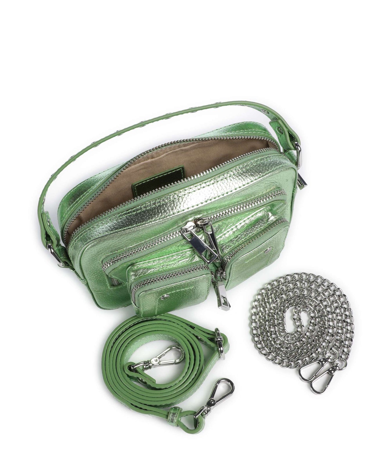 Núnoo Metallic Helena Crossbody bag light green