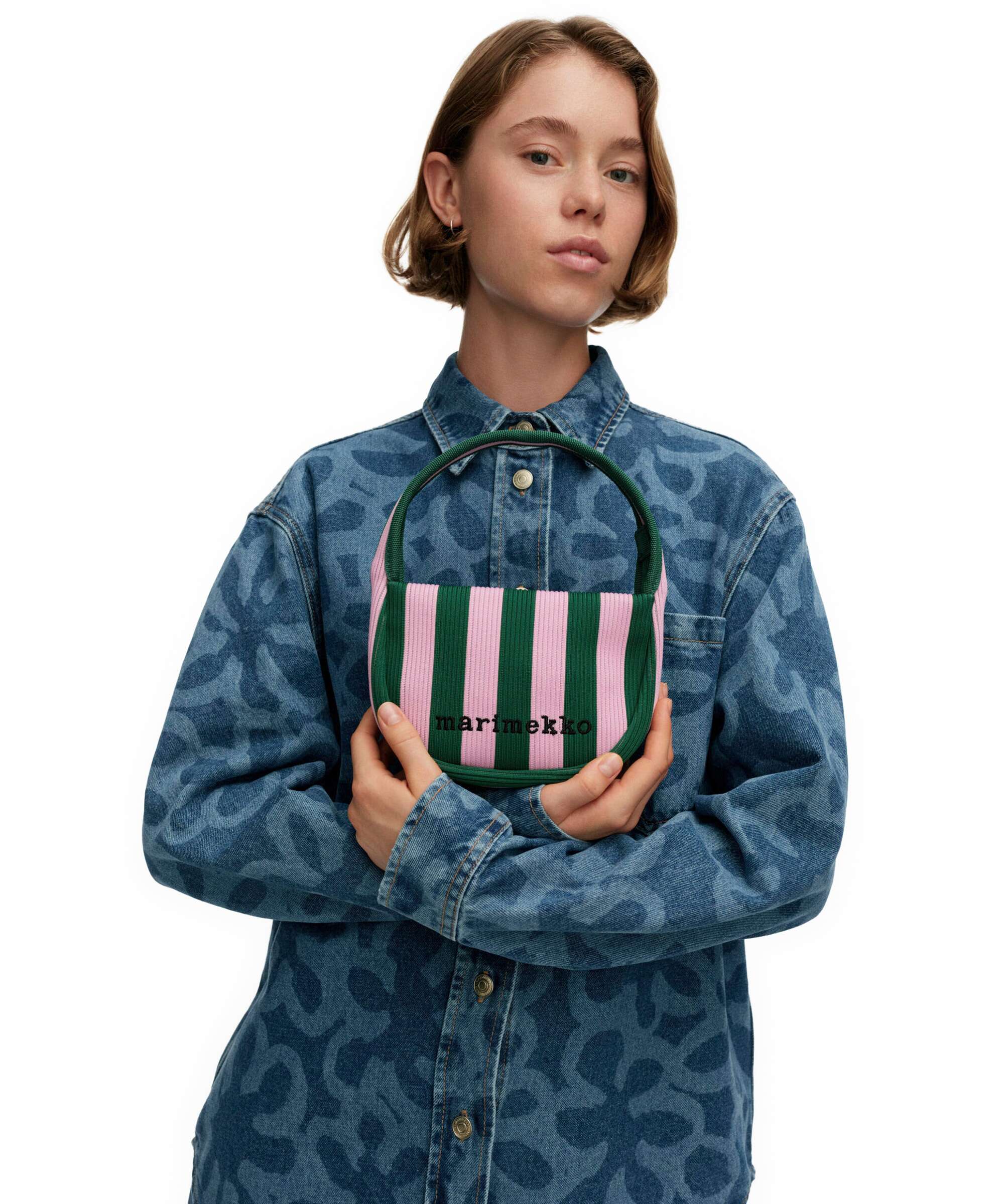 Marimekko Knitted Merirosvo Handbag pink/dark green