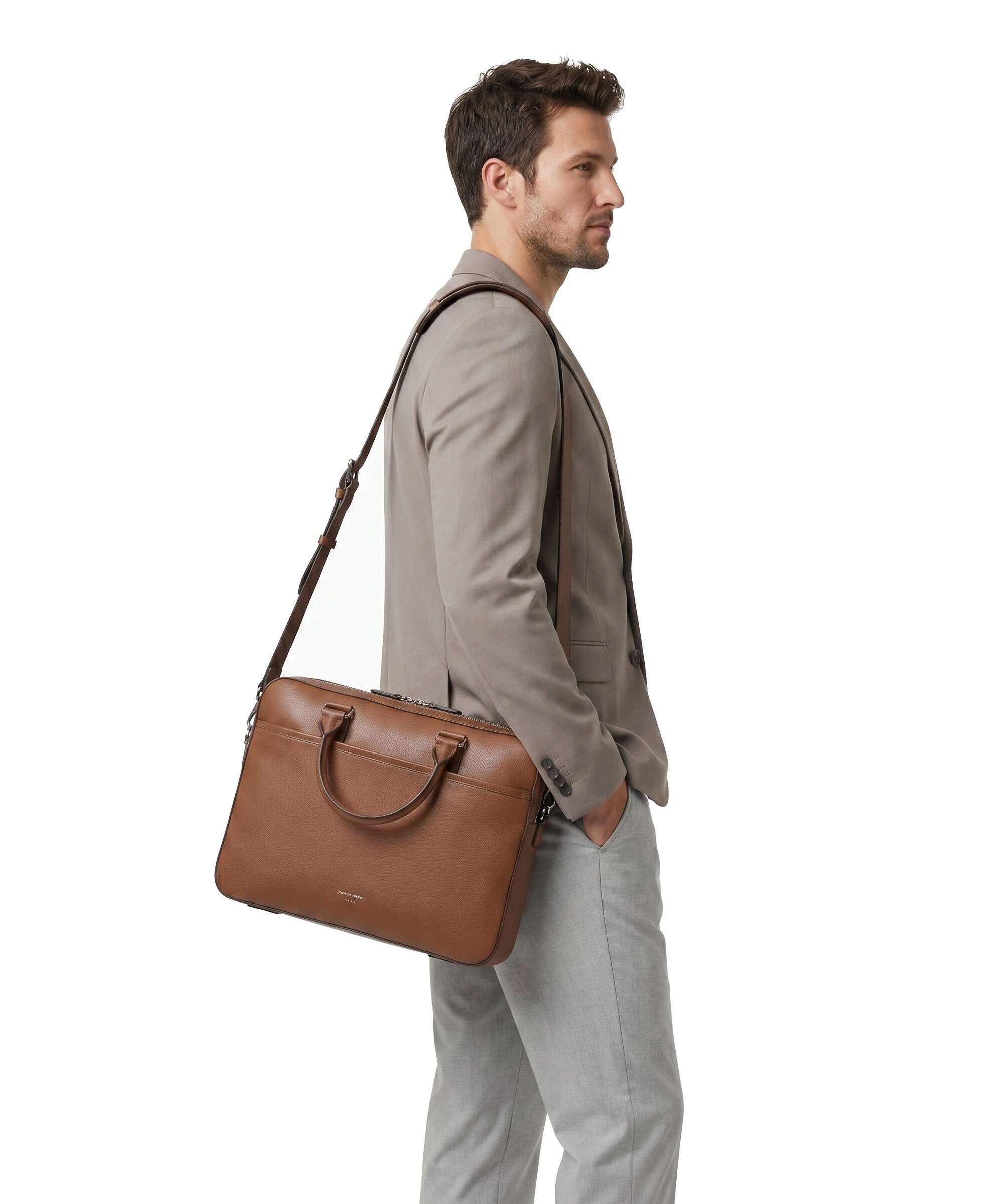 Tiger of Sweden Burin Briefcase cognac