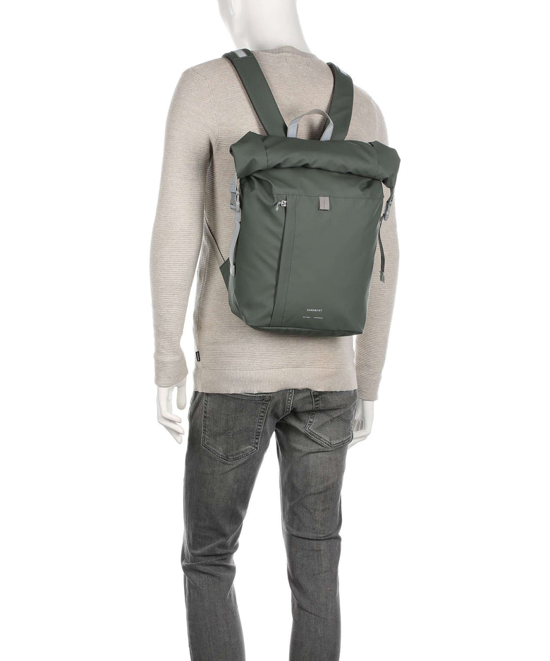 Sandqvist Stream Konrad Rolltop backpack multicolour/black/dark green