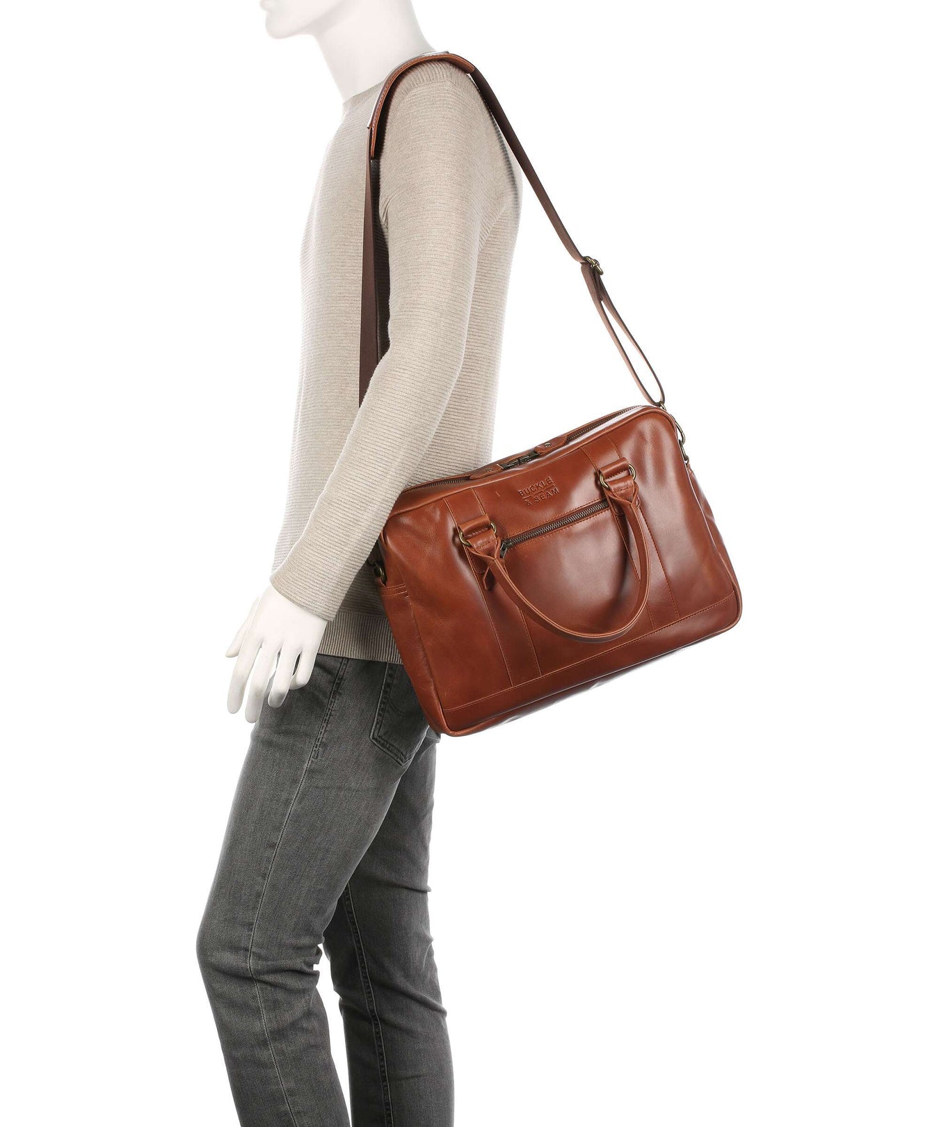 Buckle & Seam Everett Briefcase cognac