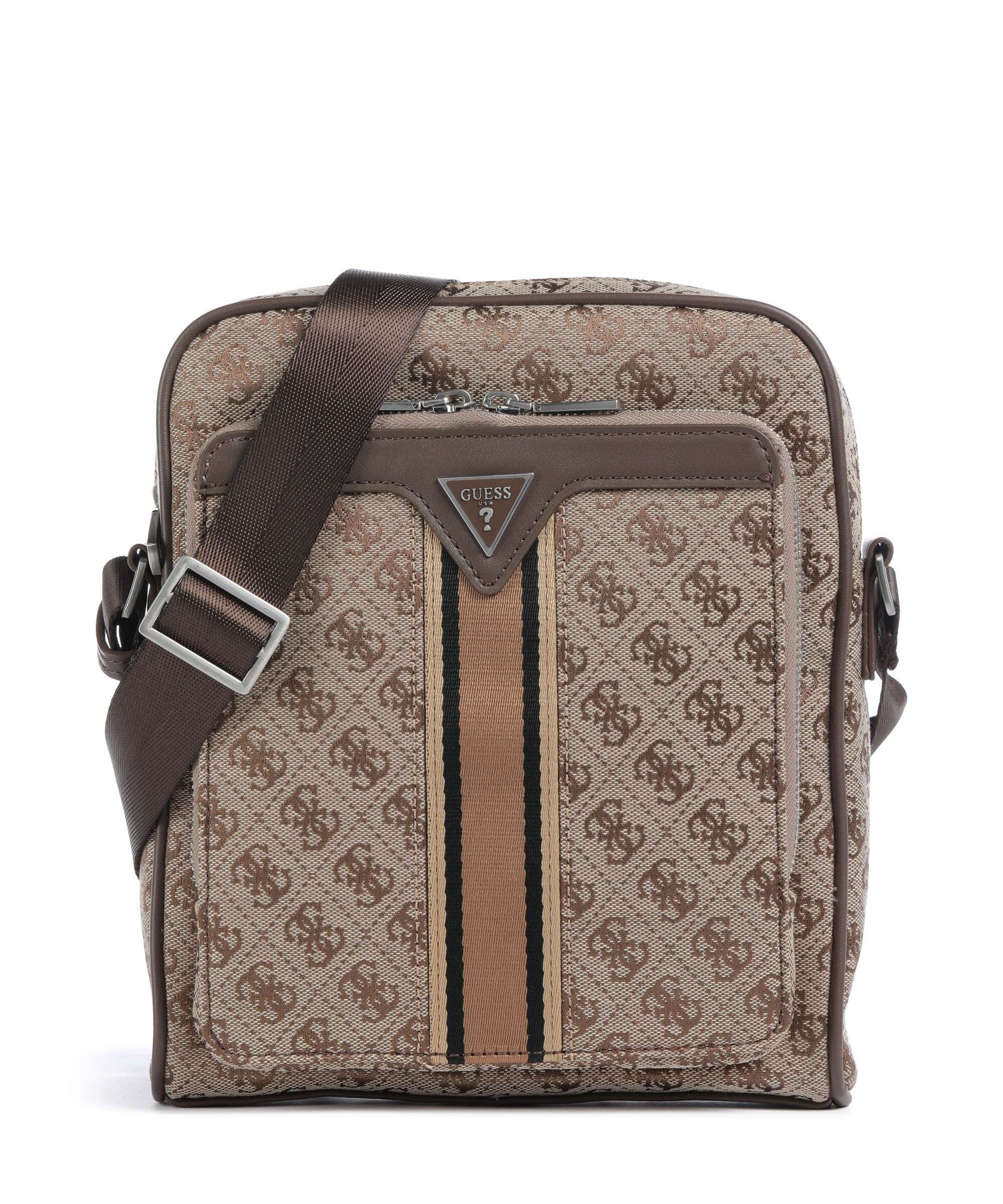 Guess Milano 4G Jacquard Stripe Crossbody bag beige/brown