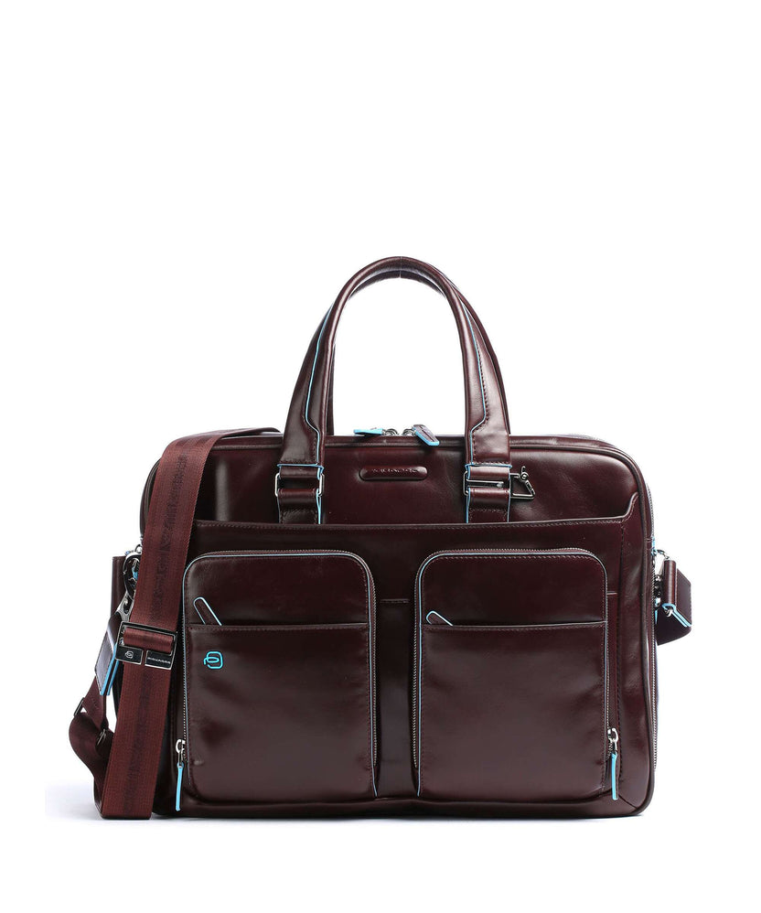Piquadro Blue Square Briefcase mahogany