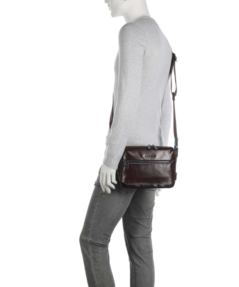 Piquadro Blue Square Crossbody bag mogano