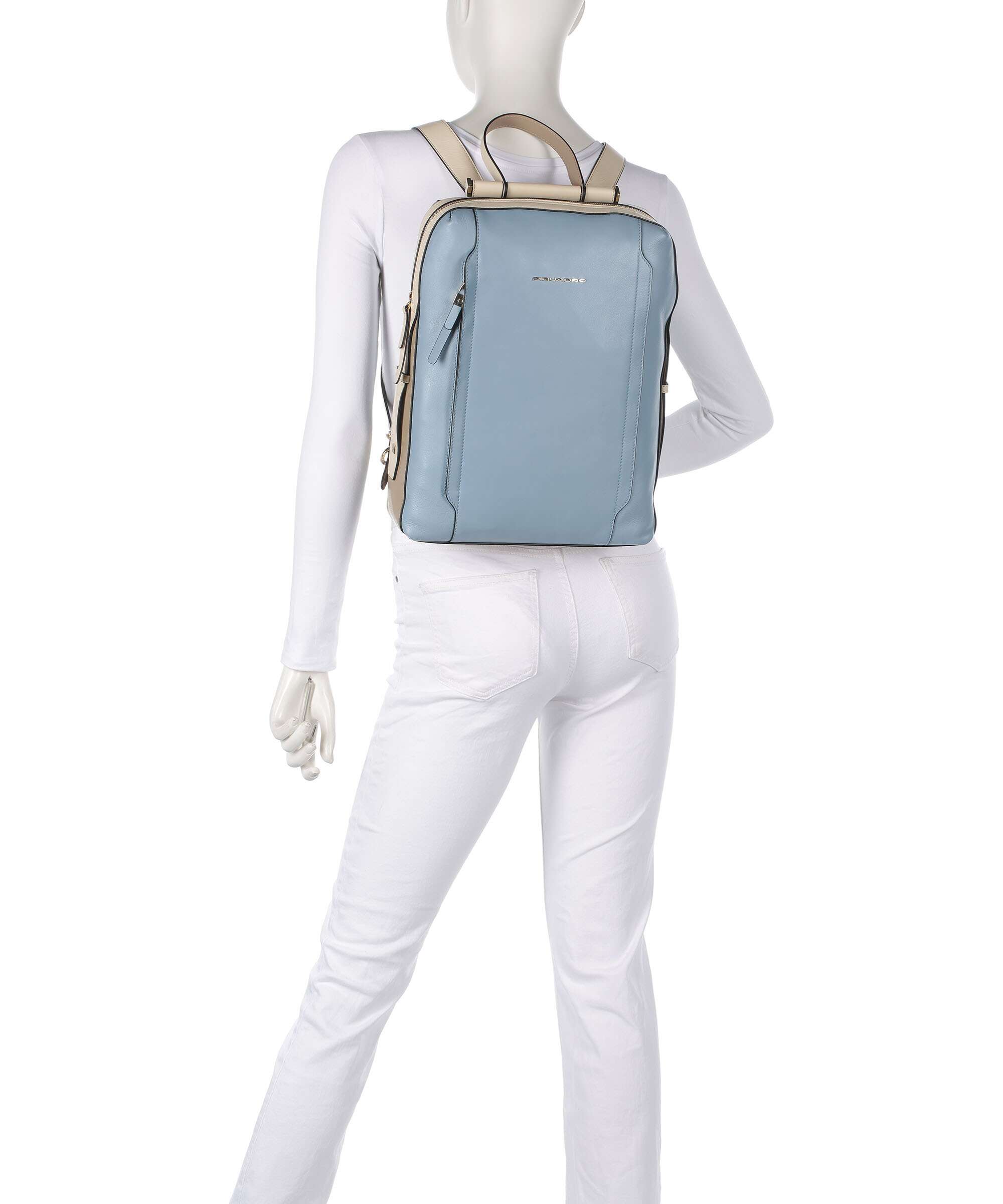 Piquadro Circle Laptop backpack light blue/beige