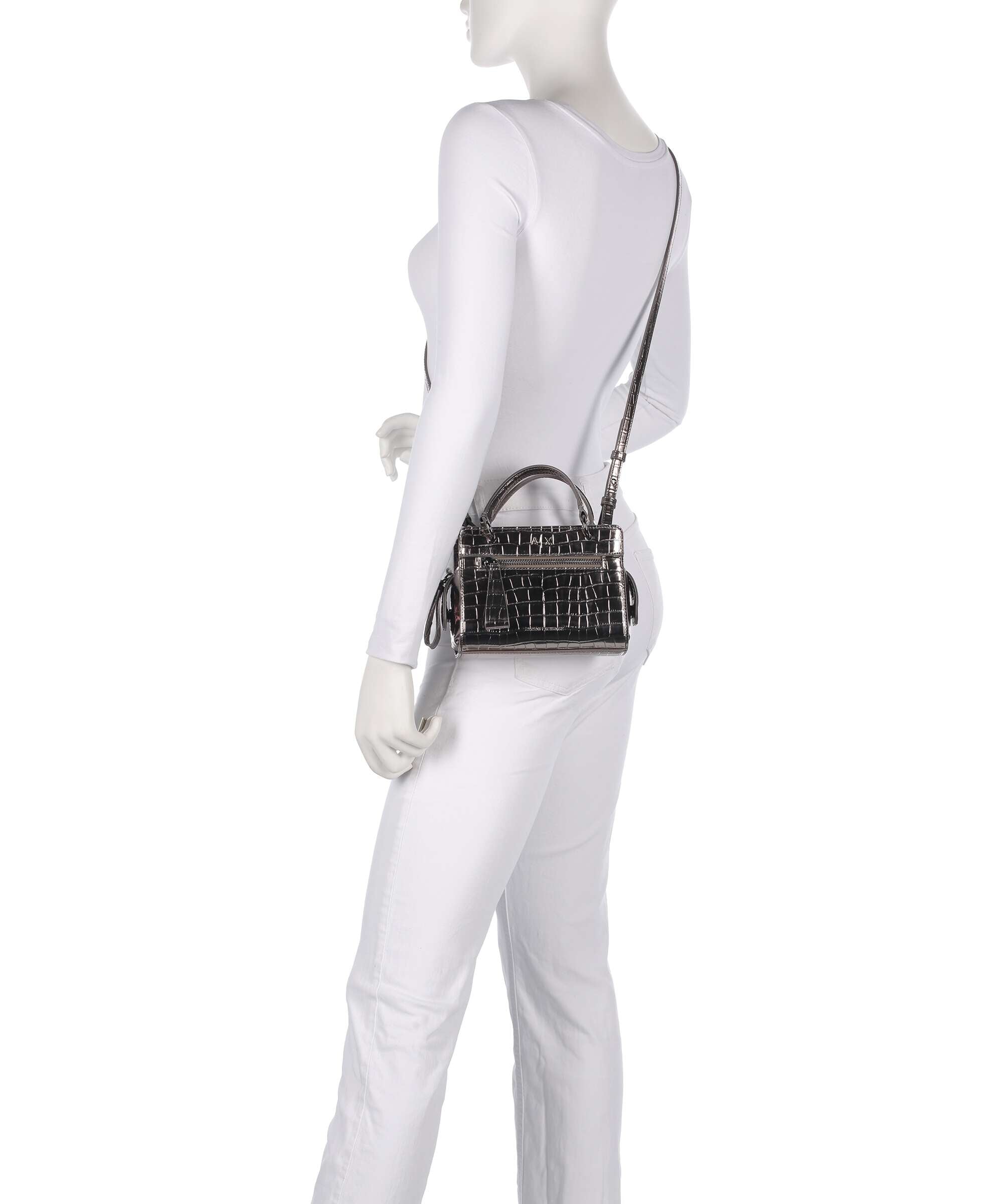 Armani Exchange Diane Mini Croco Bandolera sintética gunmetal