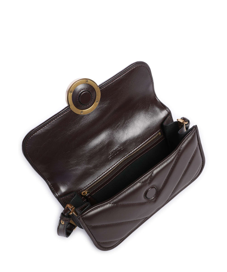 Pinko Love Box Baguette Shoulder bag rosso mogano/antique gold