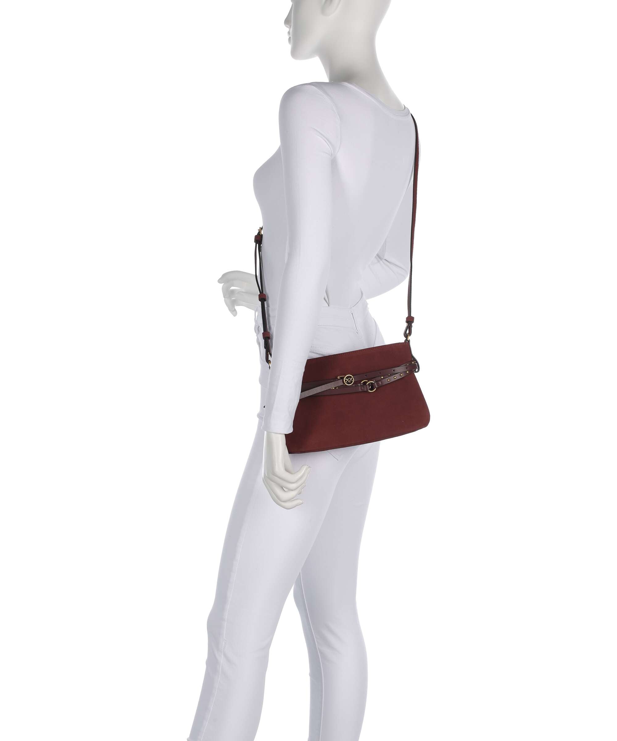 Pinko Belt Mini Shoulder bag burgundy wine/antique gold