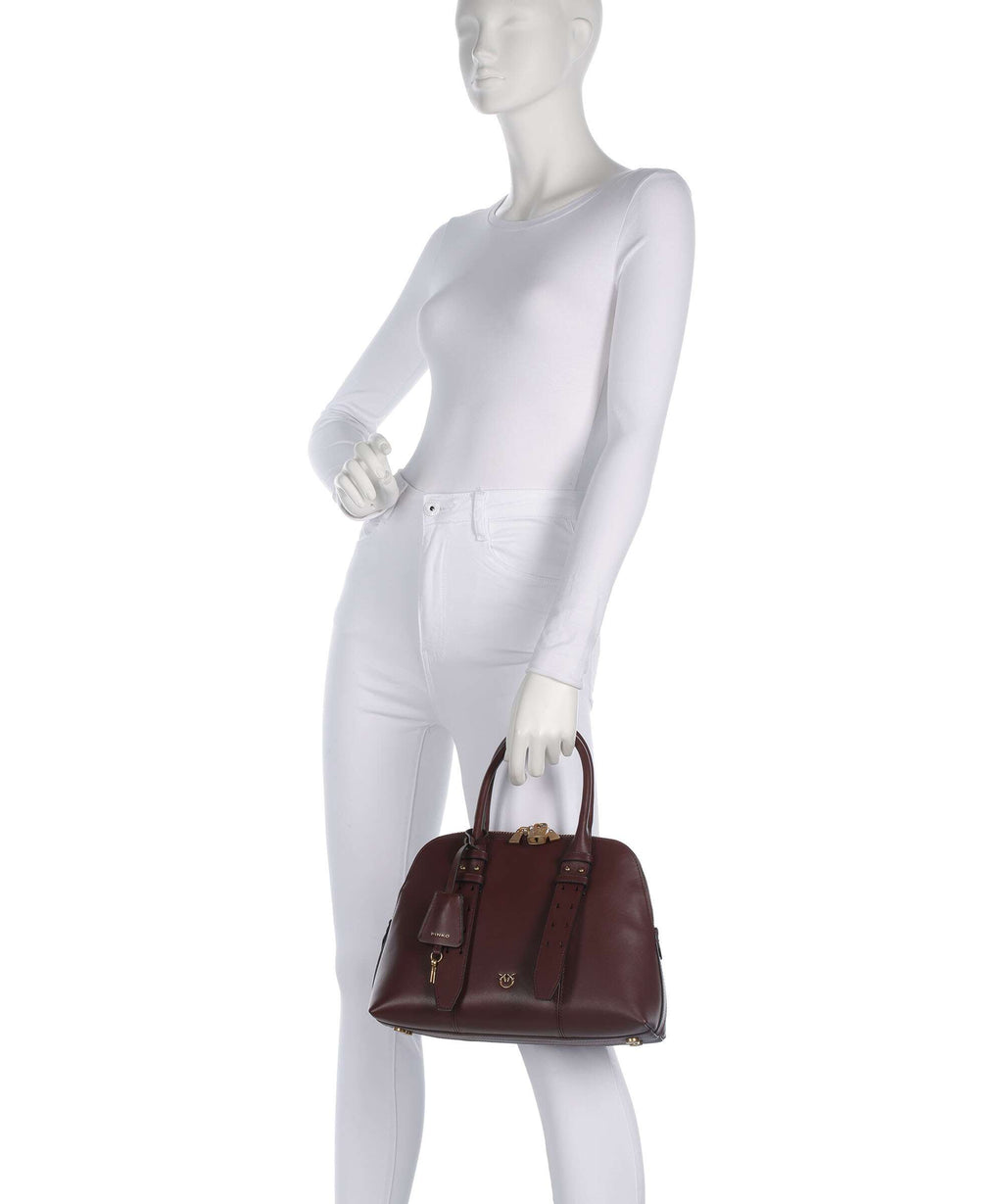 Pinko Bowling Medium Handbag burgundy wine/antique gold