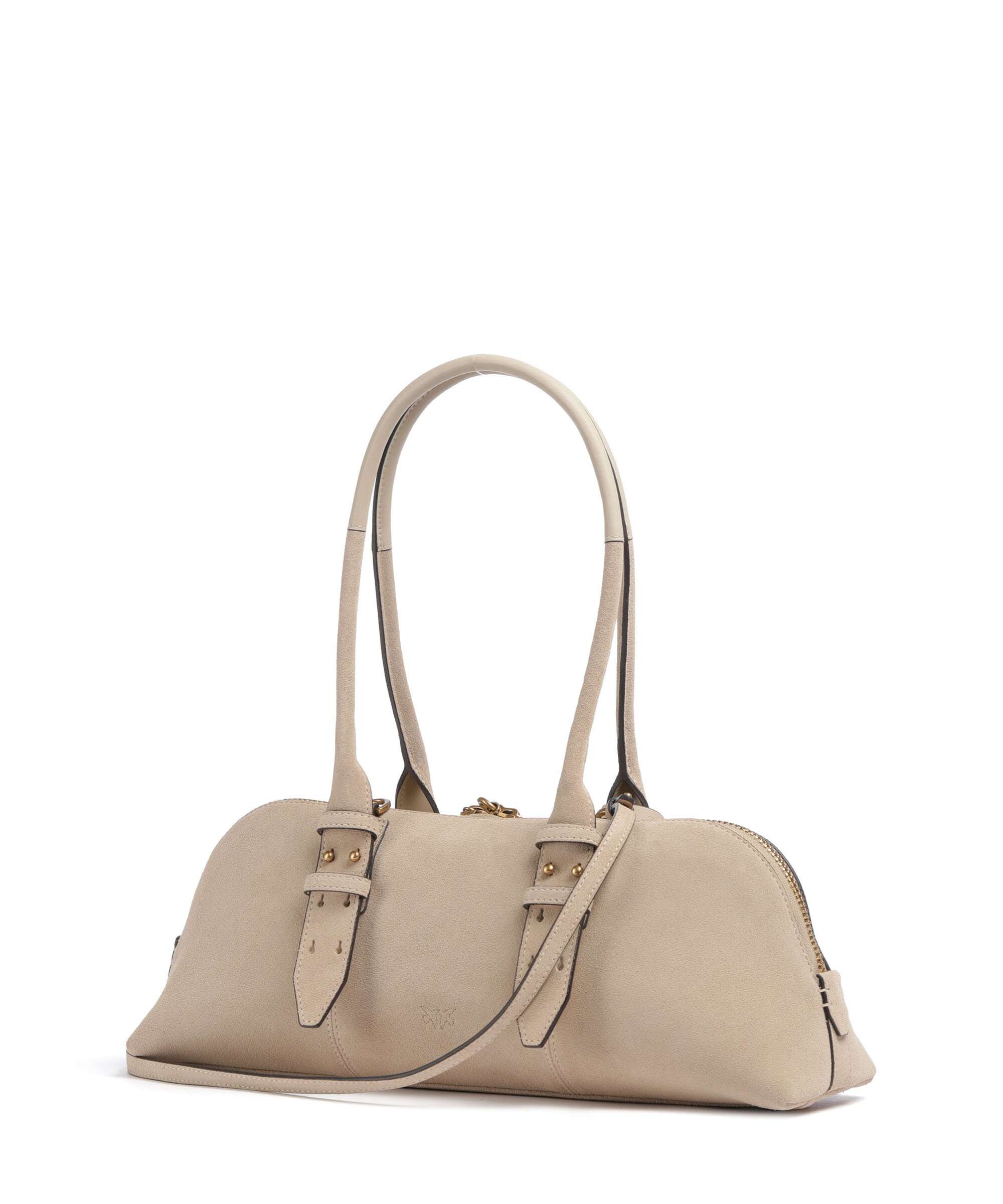 Pinko Bowling Horizontal Big Shoulder bag beige/grigio fumo/antique gold