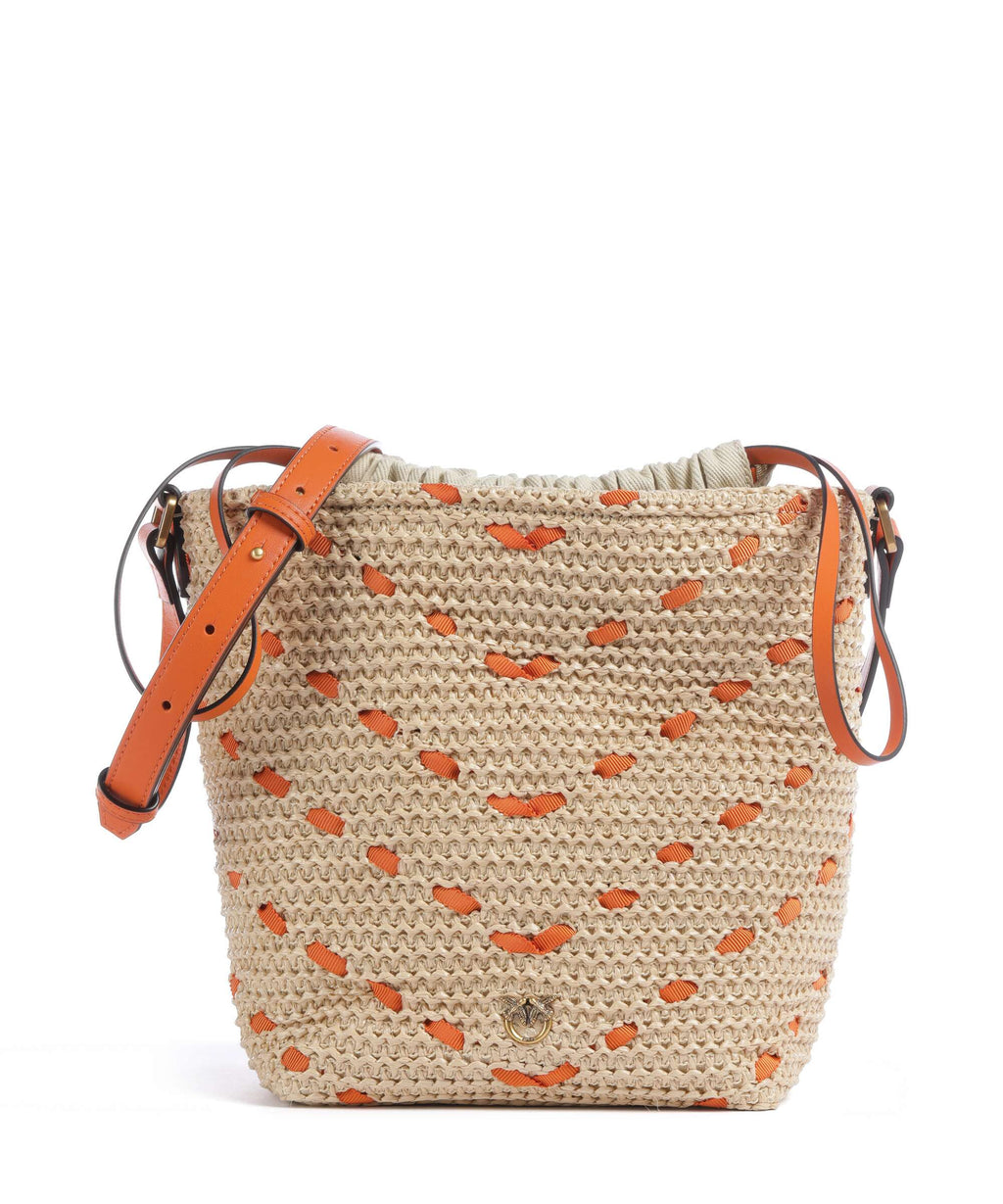 Pinko Bucket bag paglia/arancio/antique gold