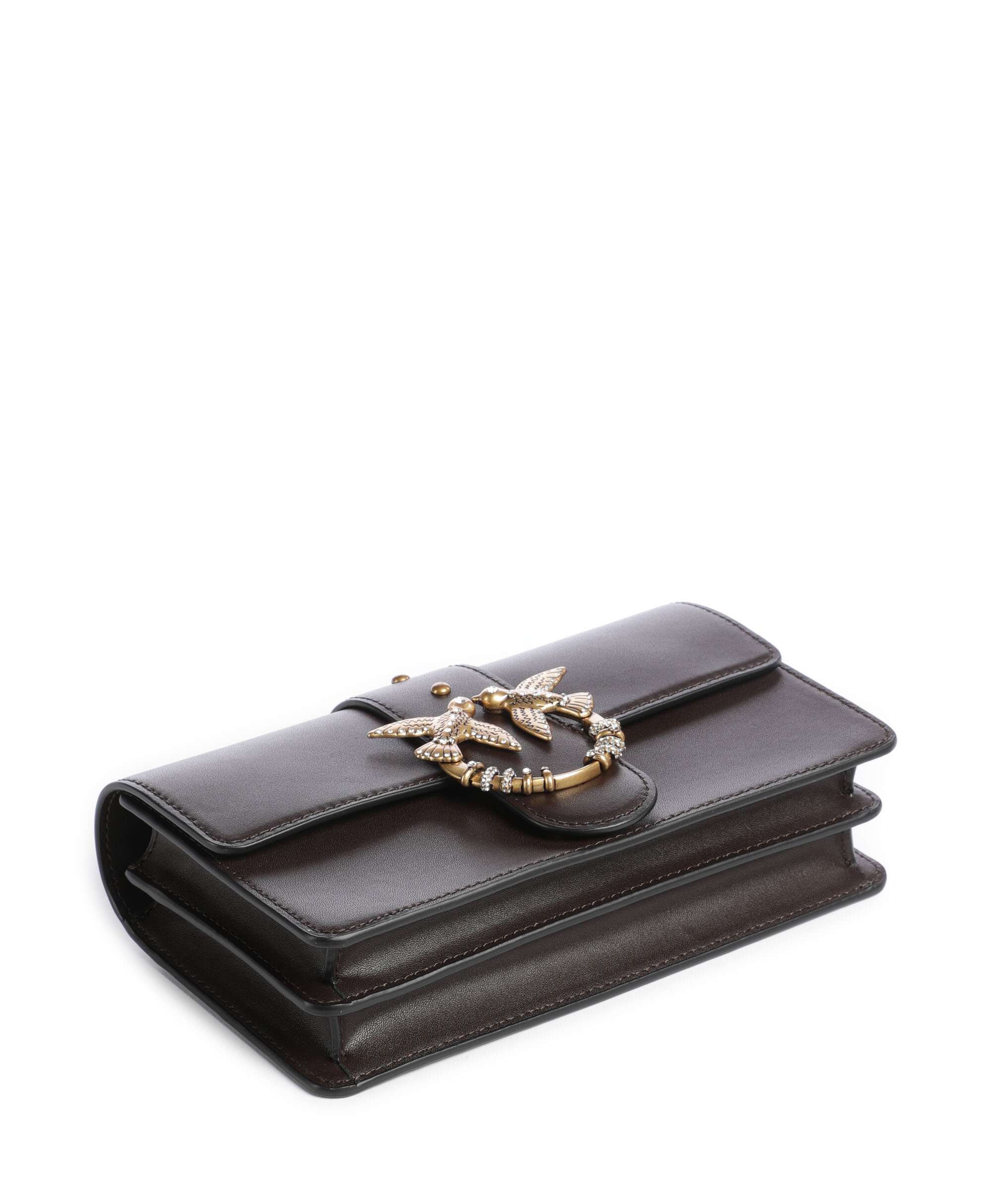 Pinko Love One Mini New Buckle Crossbody bag marrone marasca/antique gold