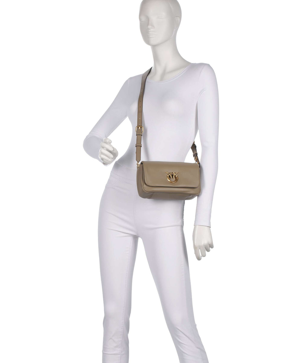 Pinko Click Soft Horizontal Mini Crossbody bag grigio talpa/antique gold