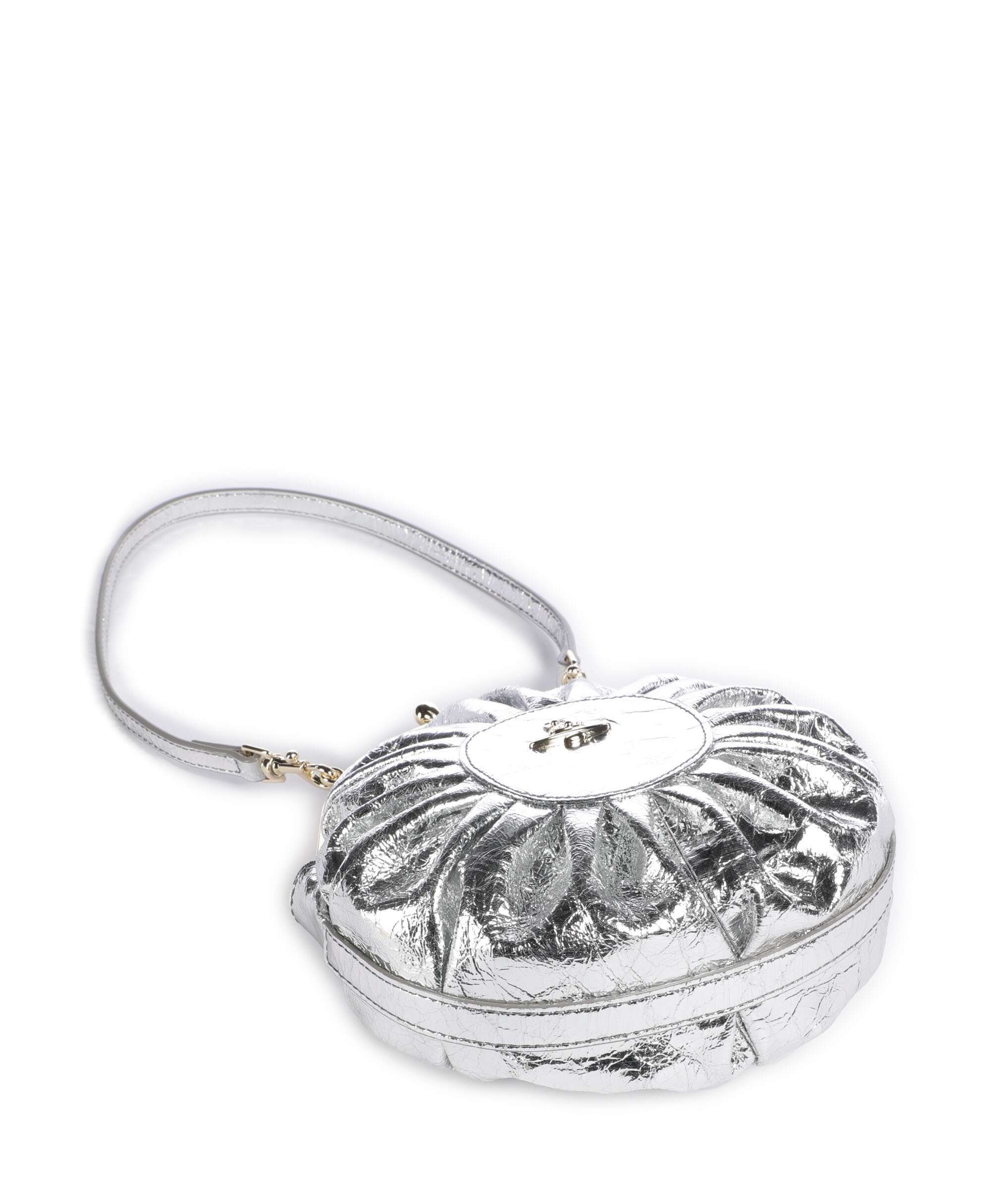 Vivienne Westwood Rosie Frame Metallic Crinkle Crossbody bag silver