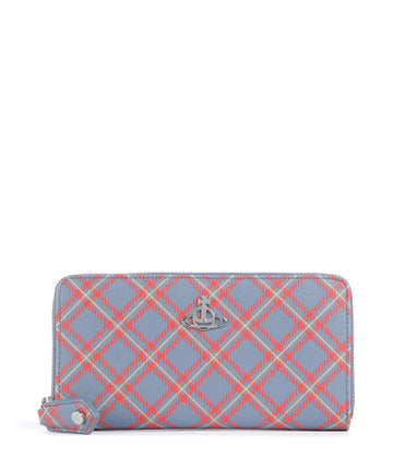 Vivienne Westwood Saffiano Printed Classic Monedero blue/orange tartan