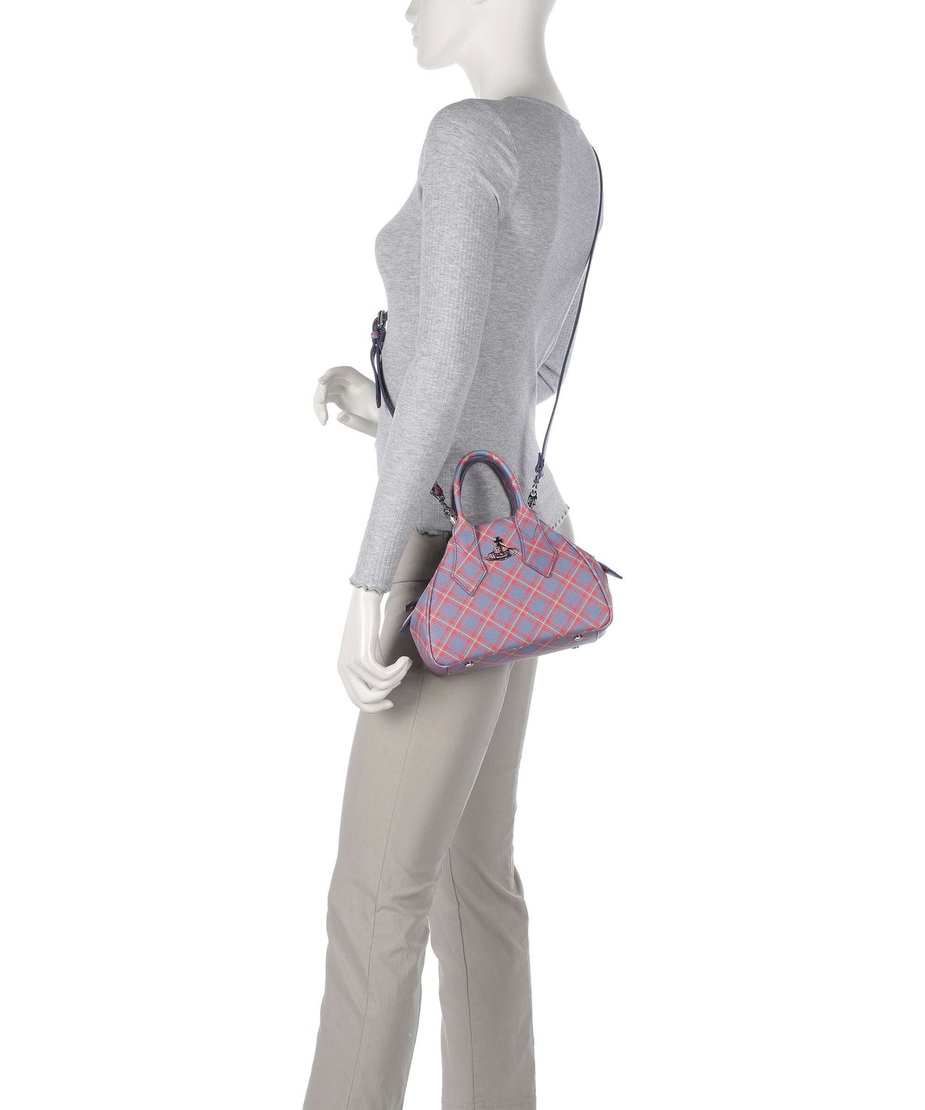 Vivienne Westwood Yasmine Saffiano Printed Small Handbag blue/orange tartan