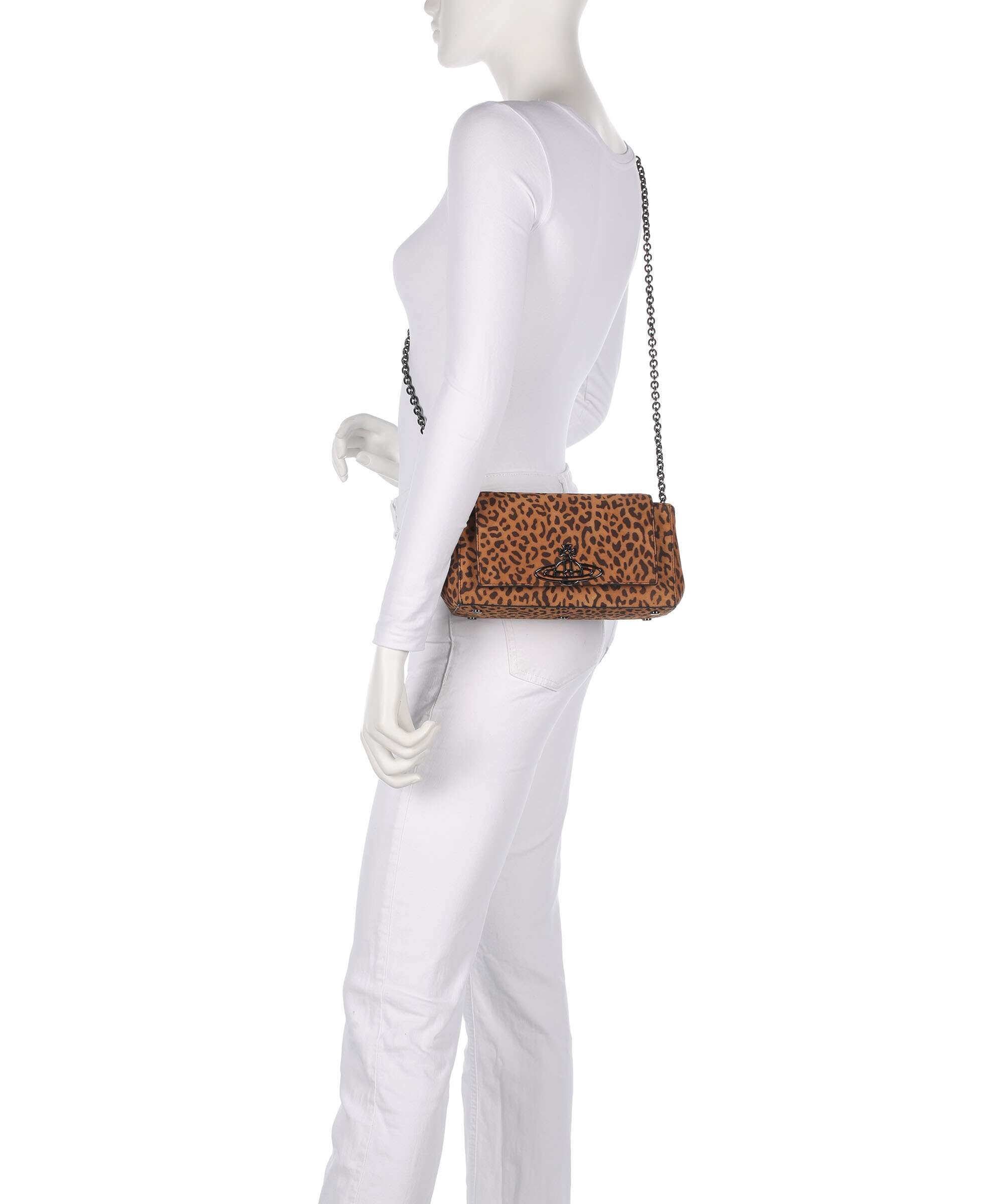 Vivienne Westwood Hazel Suede Printed Medium Shoulder bag leopard