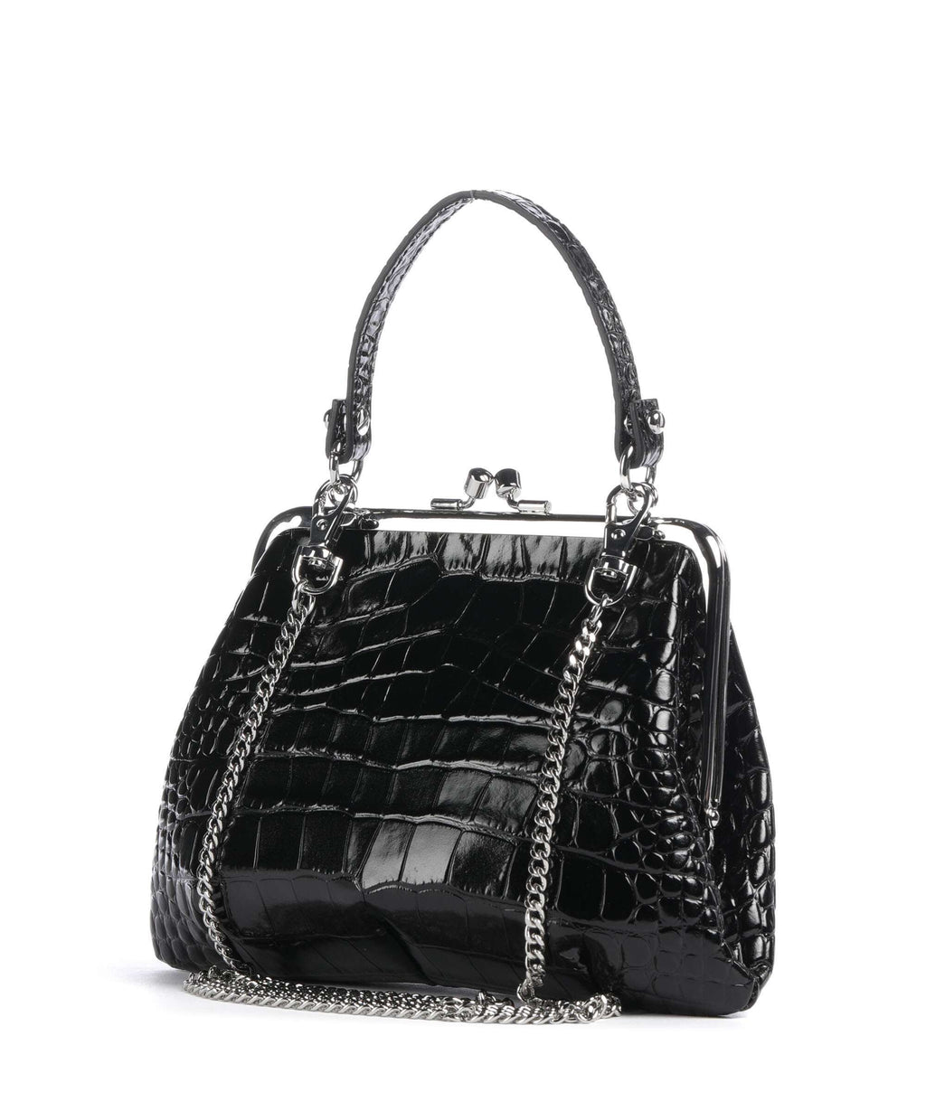 Vivienne Westwood Granny Frame Embossed Croc Handbag black