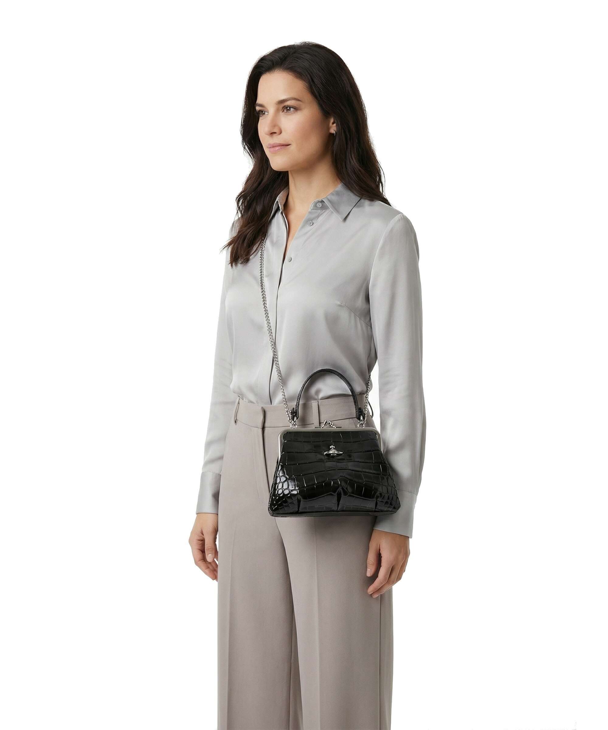 Vivienne Westwood Granny Frame Embossed Croc Bolso de mano piel de
