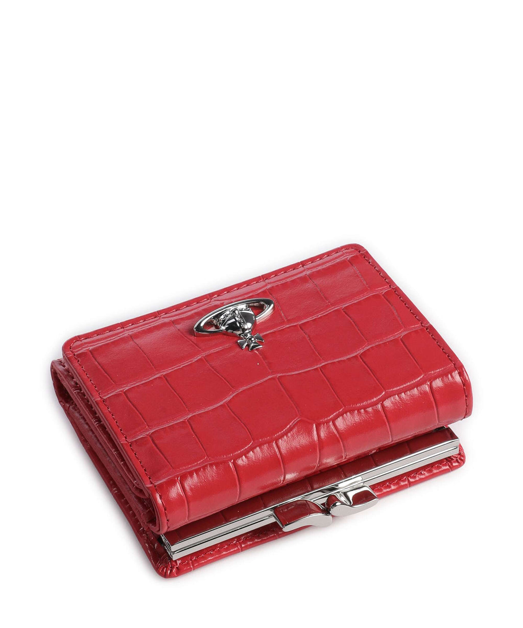 Vivienne Westwood Frame Embossed Croc Small Wallet coral