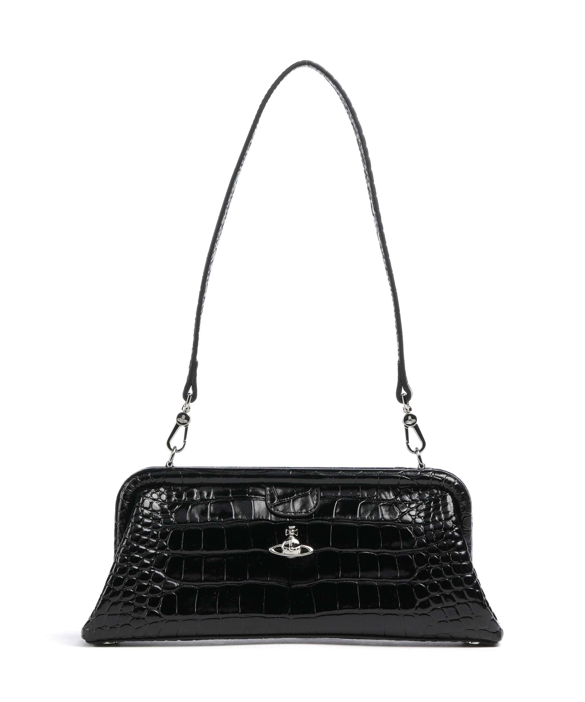Vivienne Westwood Jane Frame Embossed Croc Shoulder bag black